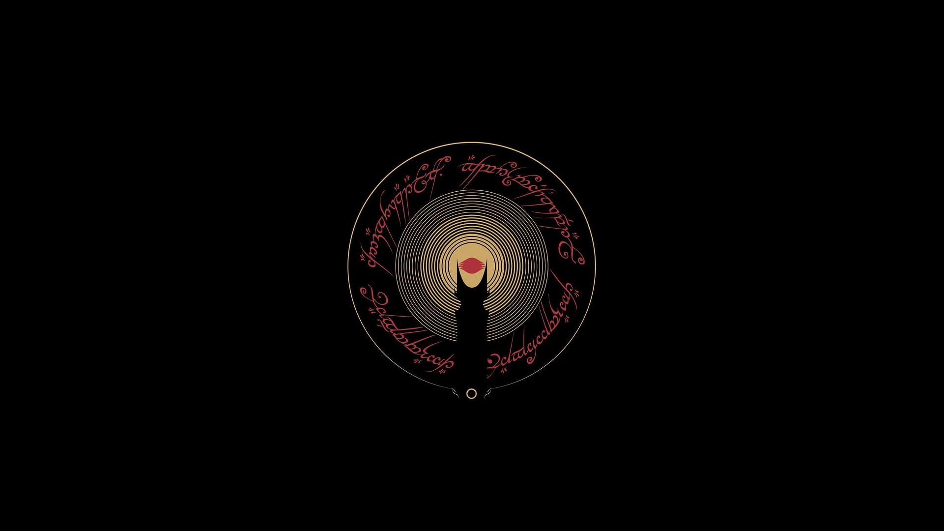 minimalism, red, no people, security, communication, close-up, black background, cut out, safety, illuminated, 1080P, copy space, indoors, The Lord of the Rings, HD Wallpaper