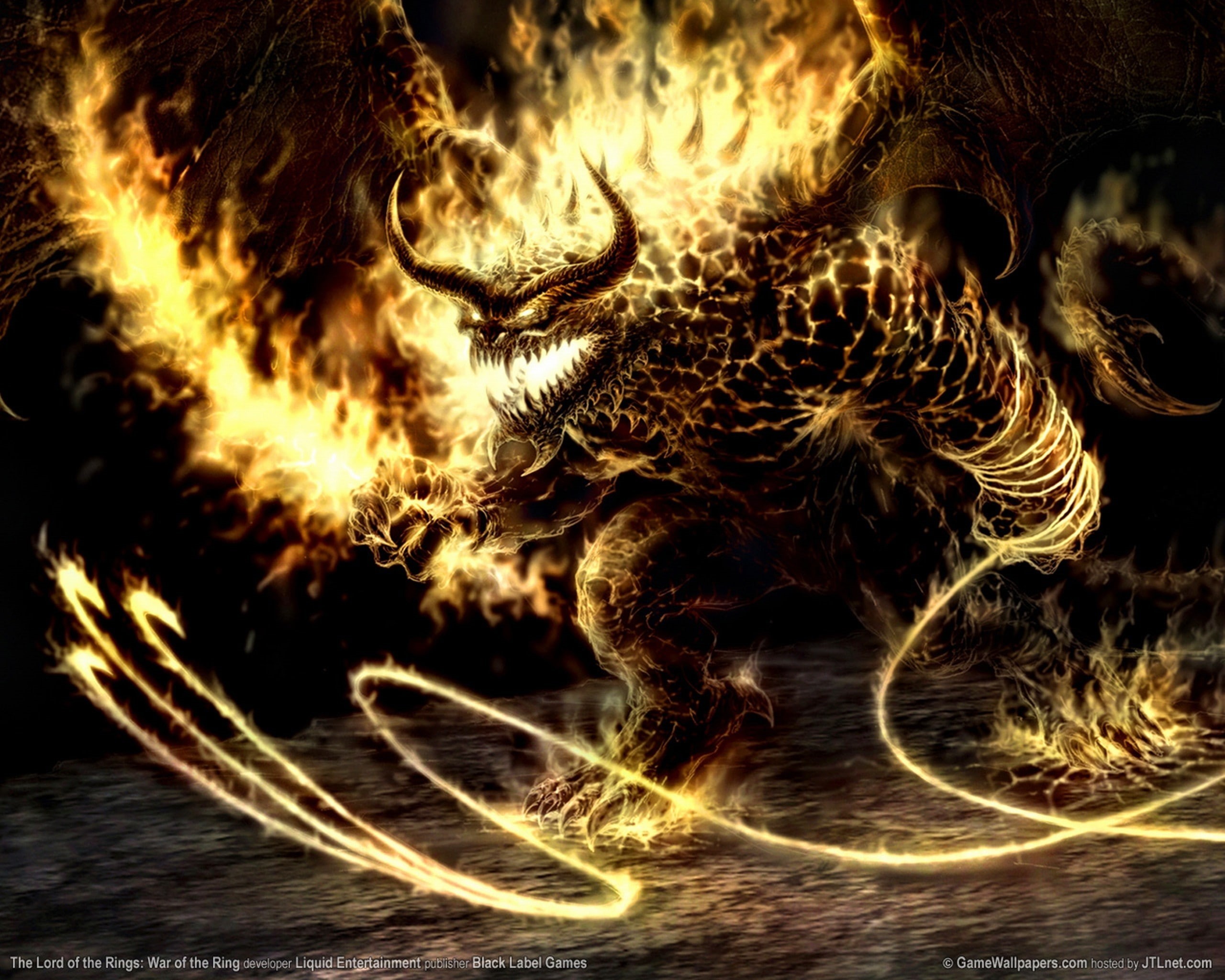 illuminated, close-up, night, flame, animal, no people, glowing, fire, outdoors, animal wildlife, one animal, water, nature, motion, Balrog, animal themes, HD Wallpaper