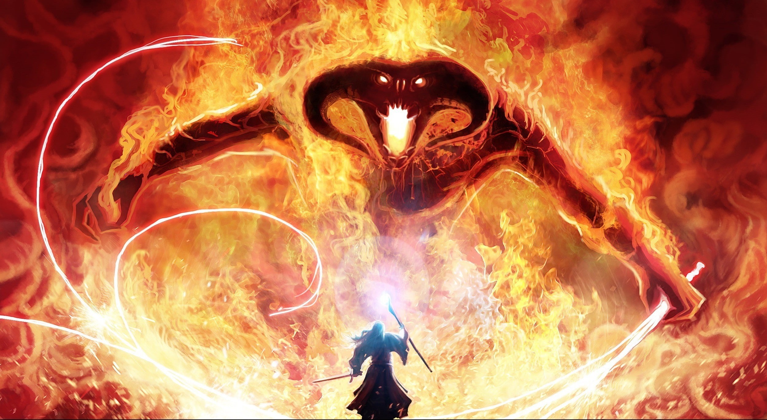 Balrogs, The Lord Of The Rings, 1080P, gandalf, HD Wallpaper