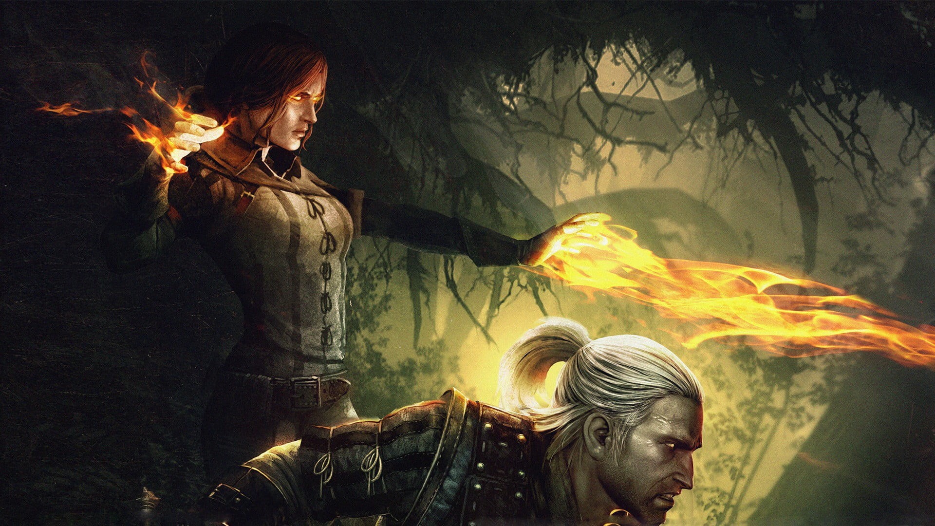 heat - temperature, application, creativity, man, environment, fire - natural phenomenon, digital composite, people, representation, fire, flame, The Witcher, HD Wallpaper