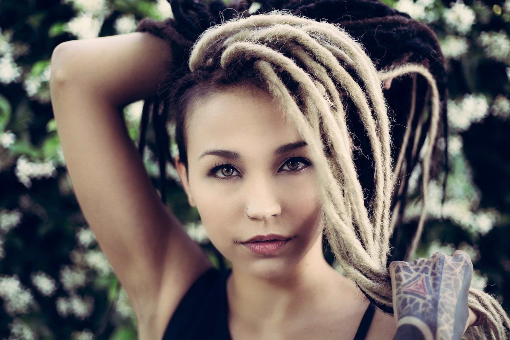 piercing, dreadlocks, brunette, tattoo, 1080P, Fishball Suicide, blonde, face, women, portrait, HD Wallpaper