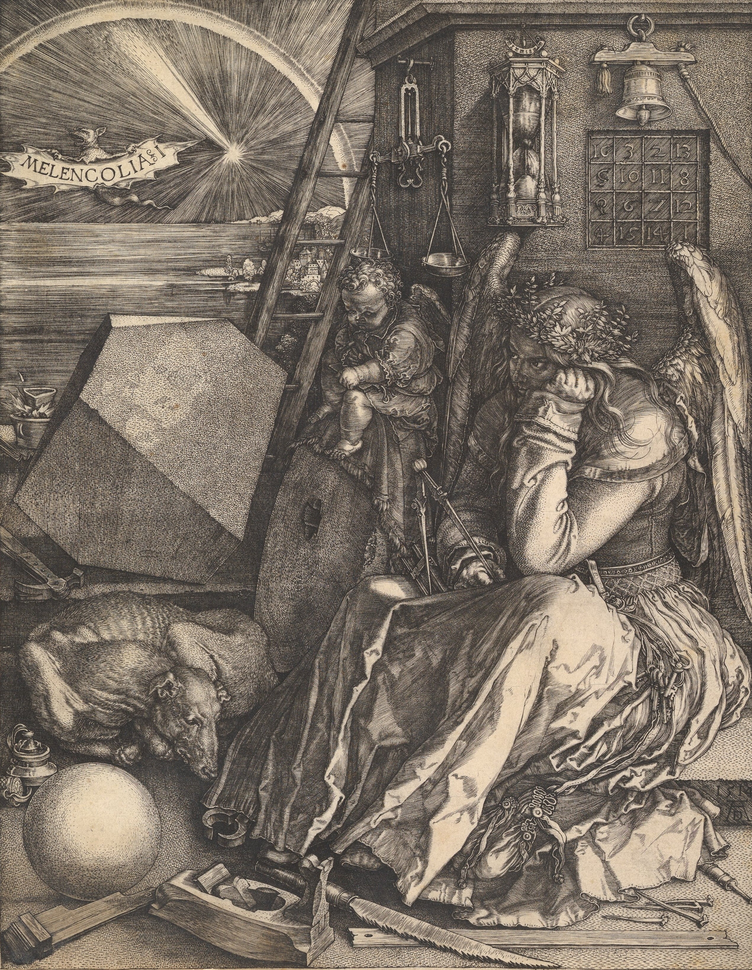 craft, antique, history, winged genius, the past, 2K, christianity, belief, indoors, jesus Christ, engraving, melancholy, religion, albrecht durer, people, Phone HD Wallpaper