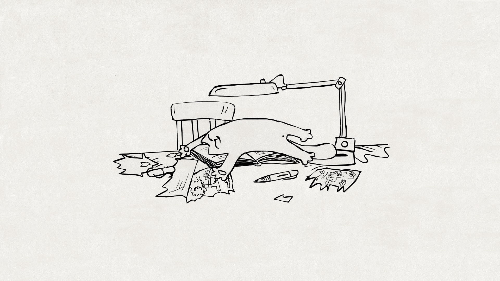 people, chair, indoors, drawing - activity, doodle, pen, illustration, 1080P, simons cat, history, table, drawing - Art Product, lamp, representation, HD Wallpaper