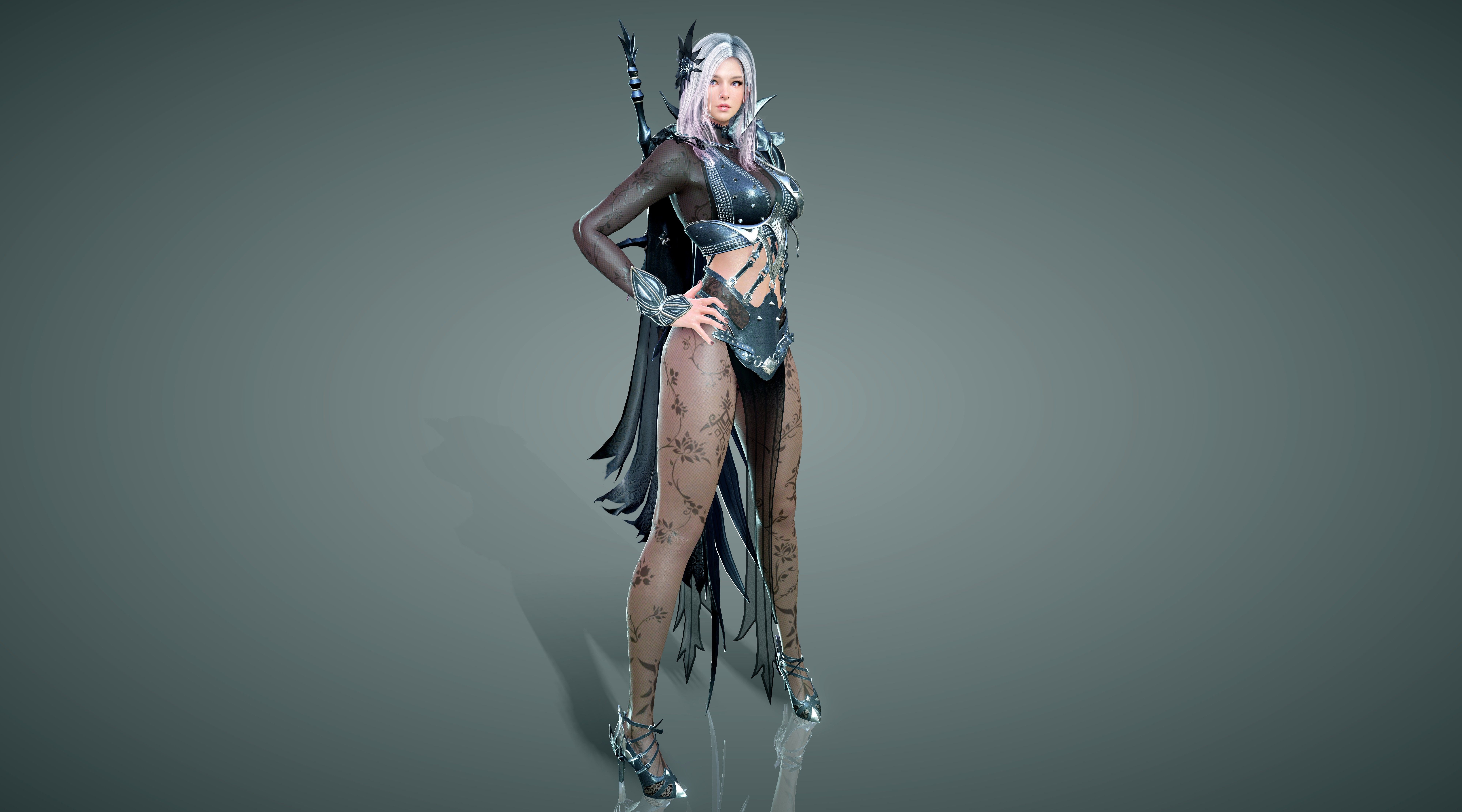 hairstyle, gray background, 8K, young adult, silver colored, fighting, hair, indoors, beautiful woman, black, women, desert, standing, fantasy, action, HD Wallpaper