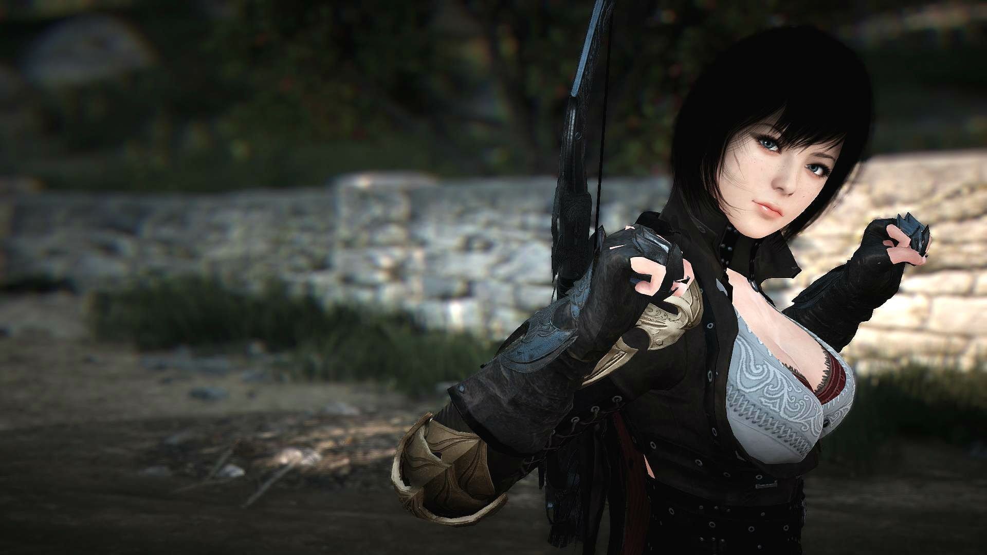 weapon, focus on foreground, waist up, women, portrait, young women, security, young adult, looking at camera, online, fantasy, black, standing, nature, HD Wallpaper