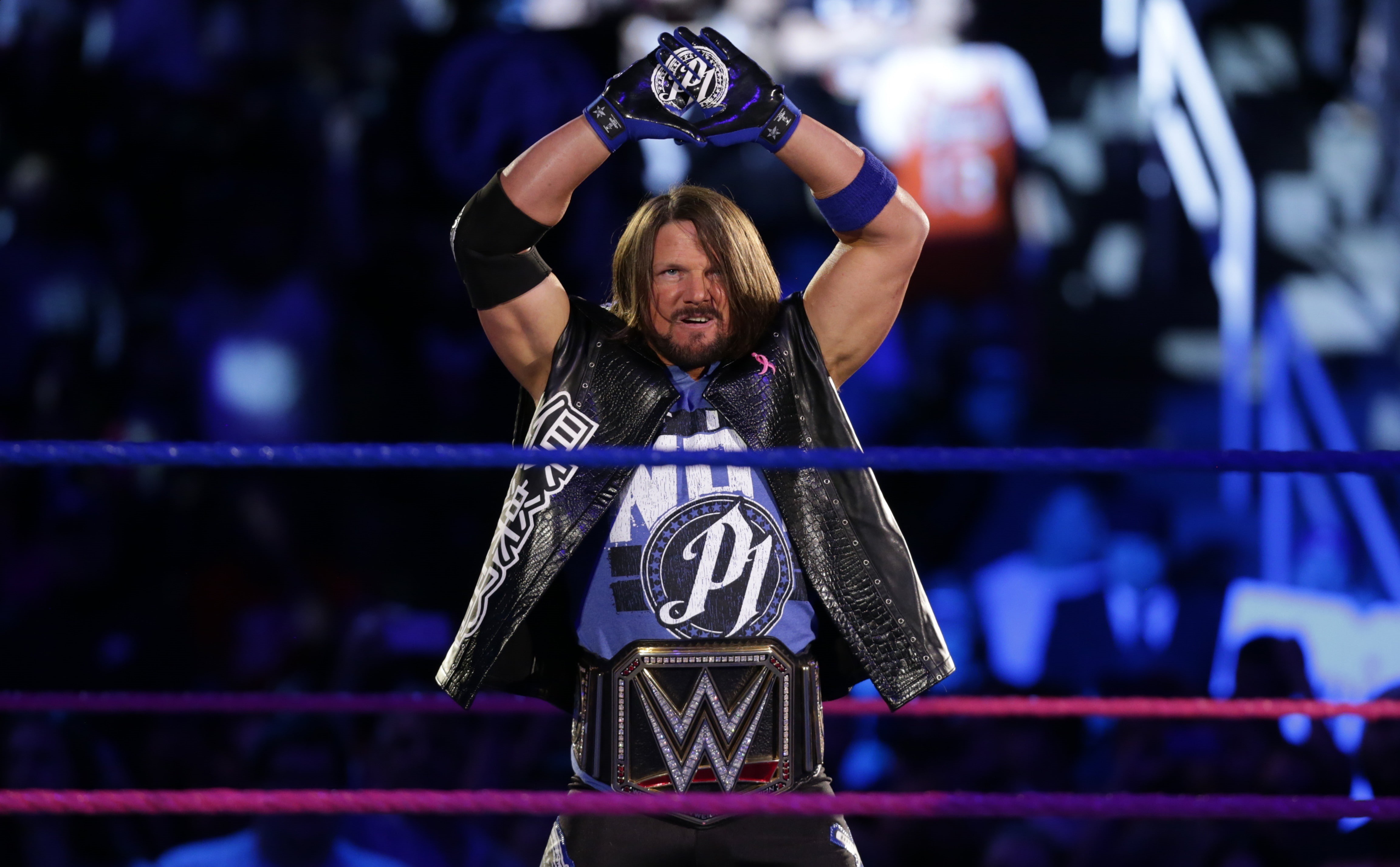 aj, effort, muscular build, sport, boxing ring, three quarter length, standing, boxing - sport, front view, wwe, lifestyles, boxing glove, strength, one person, HD Wallpaper
