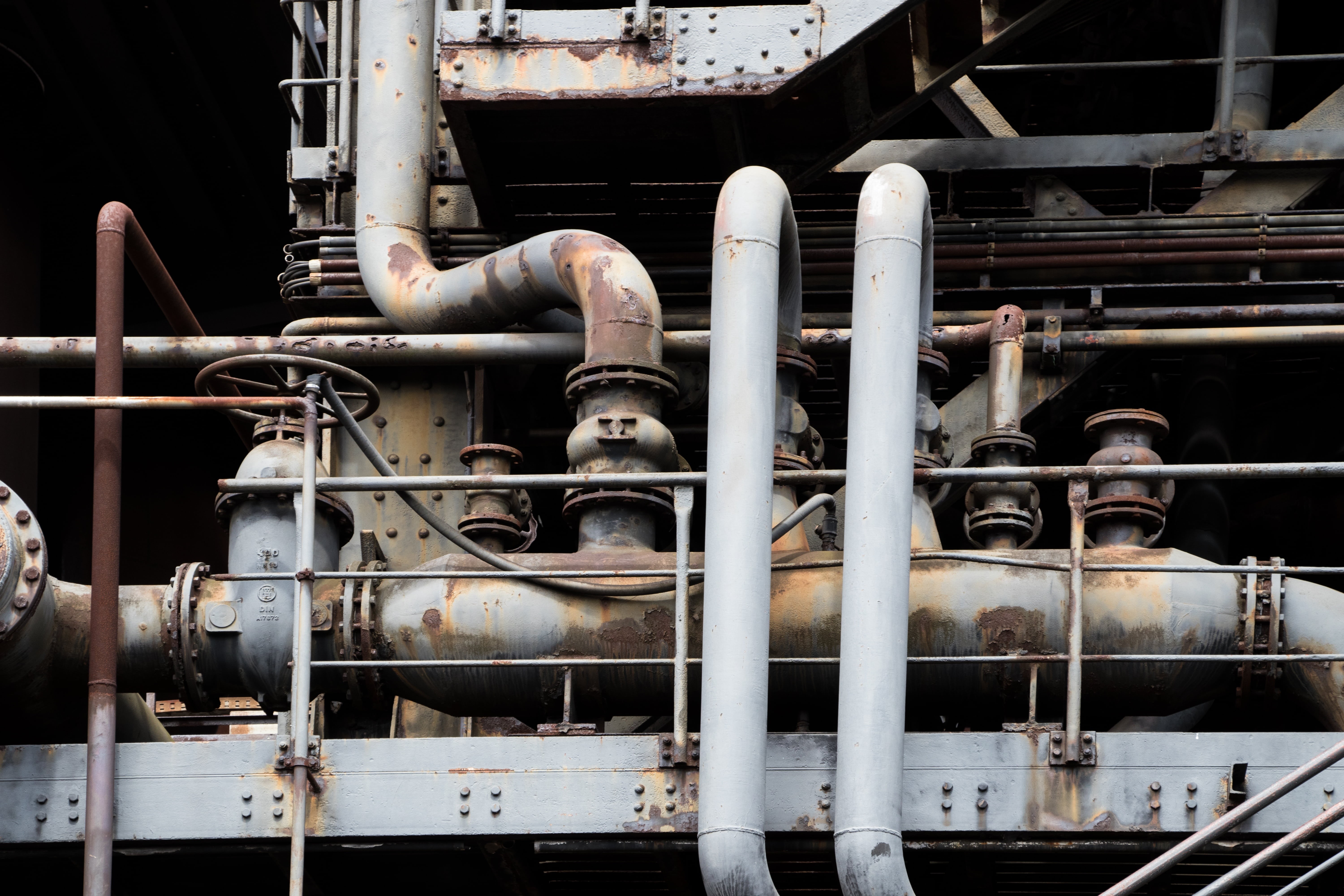 abandoned, stainless, metal, manufacturing equipment, pipe - tube, indoors, duisburg, blast furnace, train, architecture, old, factory building, north landscape park, HD Wallpaper
