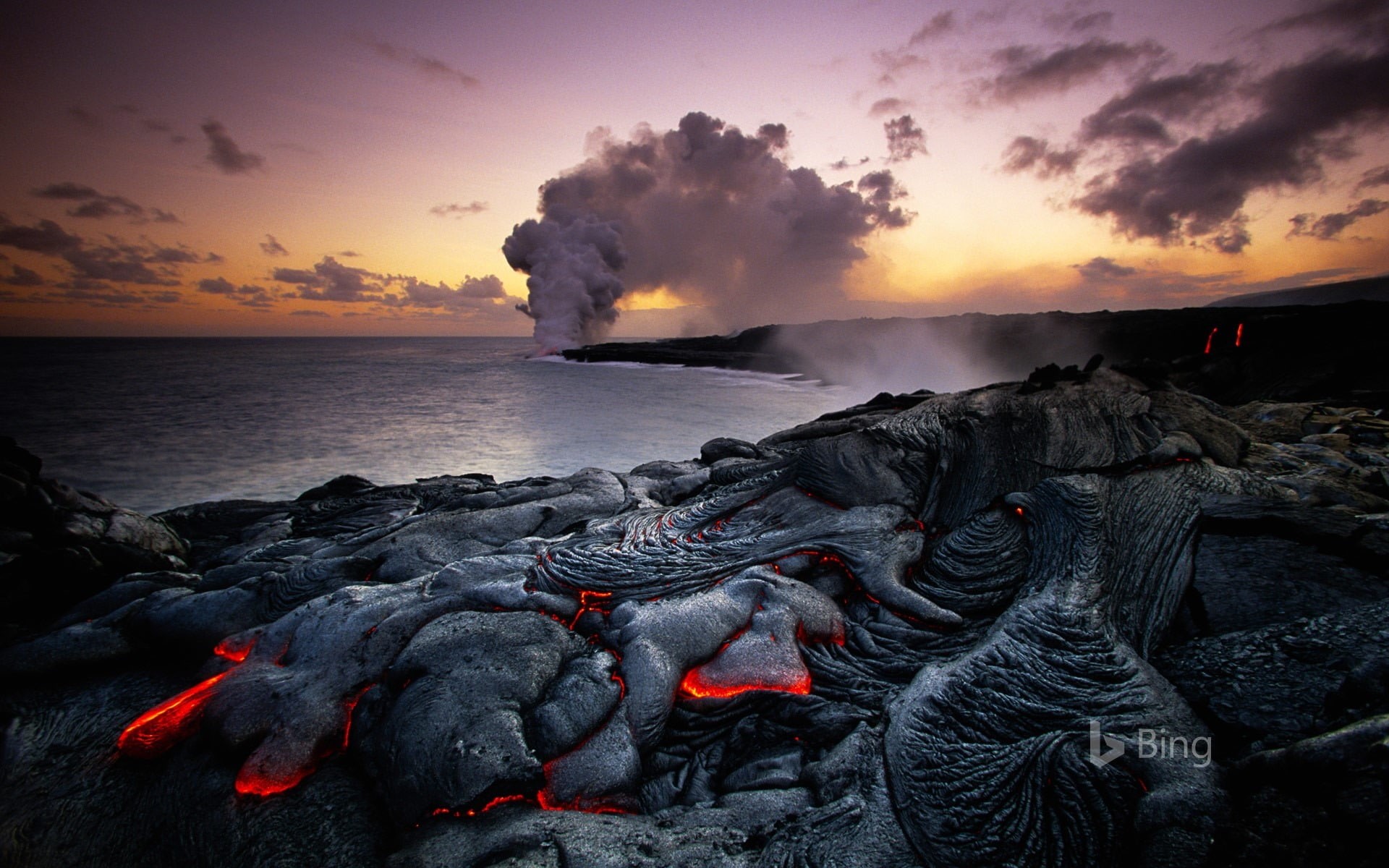 beauty in nature, bing, power in nature, water, horizon over water, geology, no people, sea, desktop, volcanoes, national, environment, outdoors, w, power, HD Wallpaper