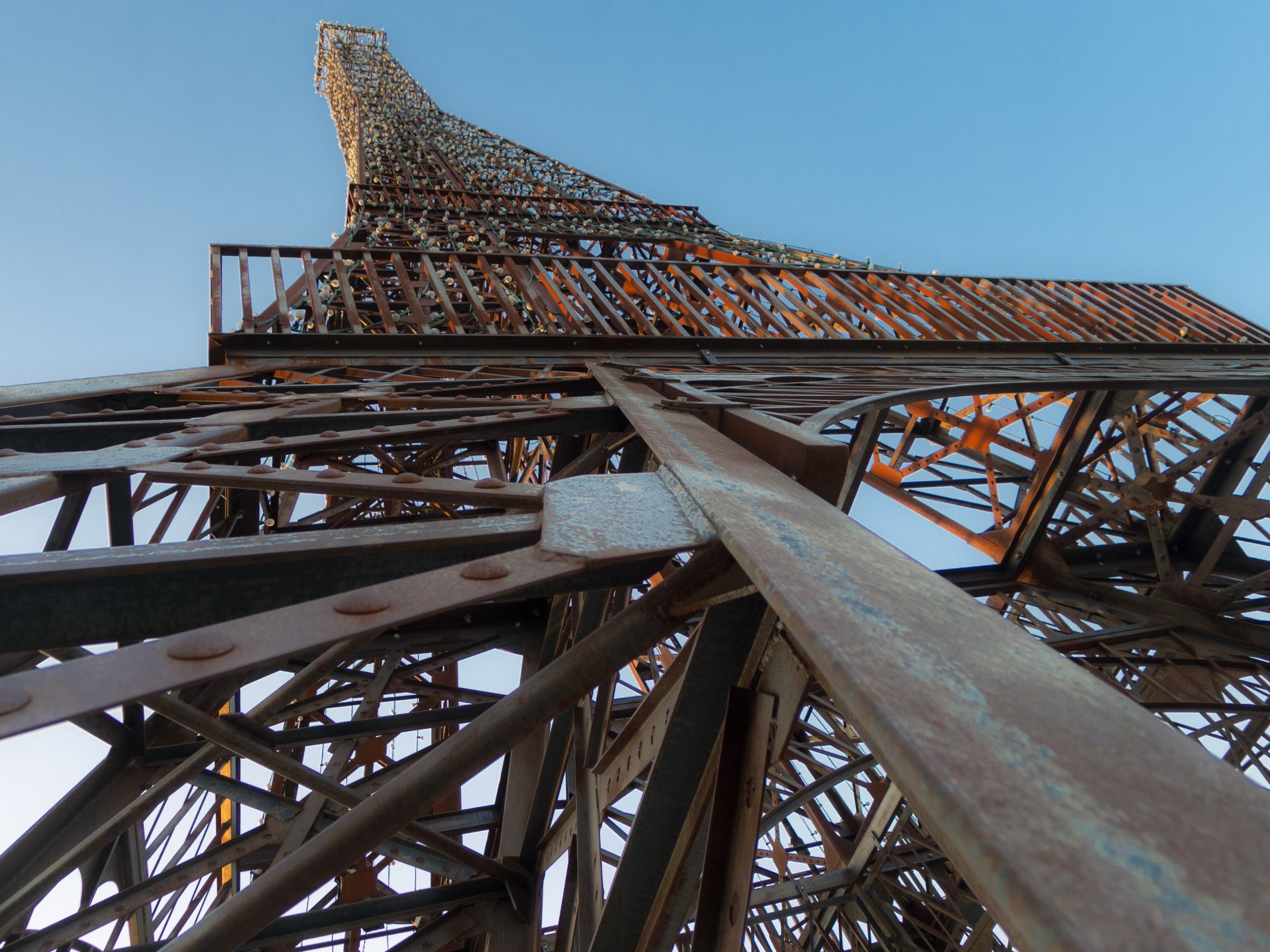 no people, metal, sky, eiffel tower, eiffel, tourism, 2K, construction, architecture, built structure, low angle view, travel, clear sky, history, iron bridge, HD Wallpaper