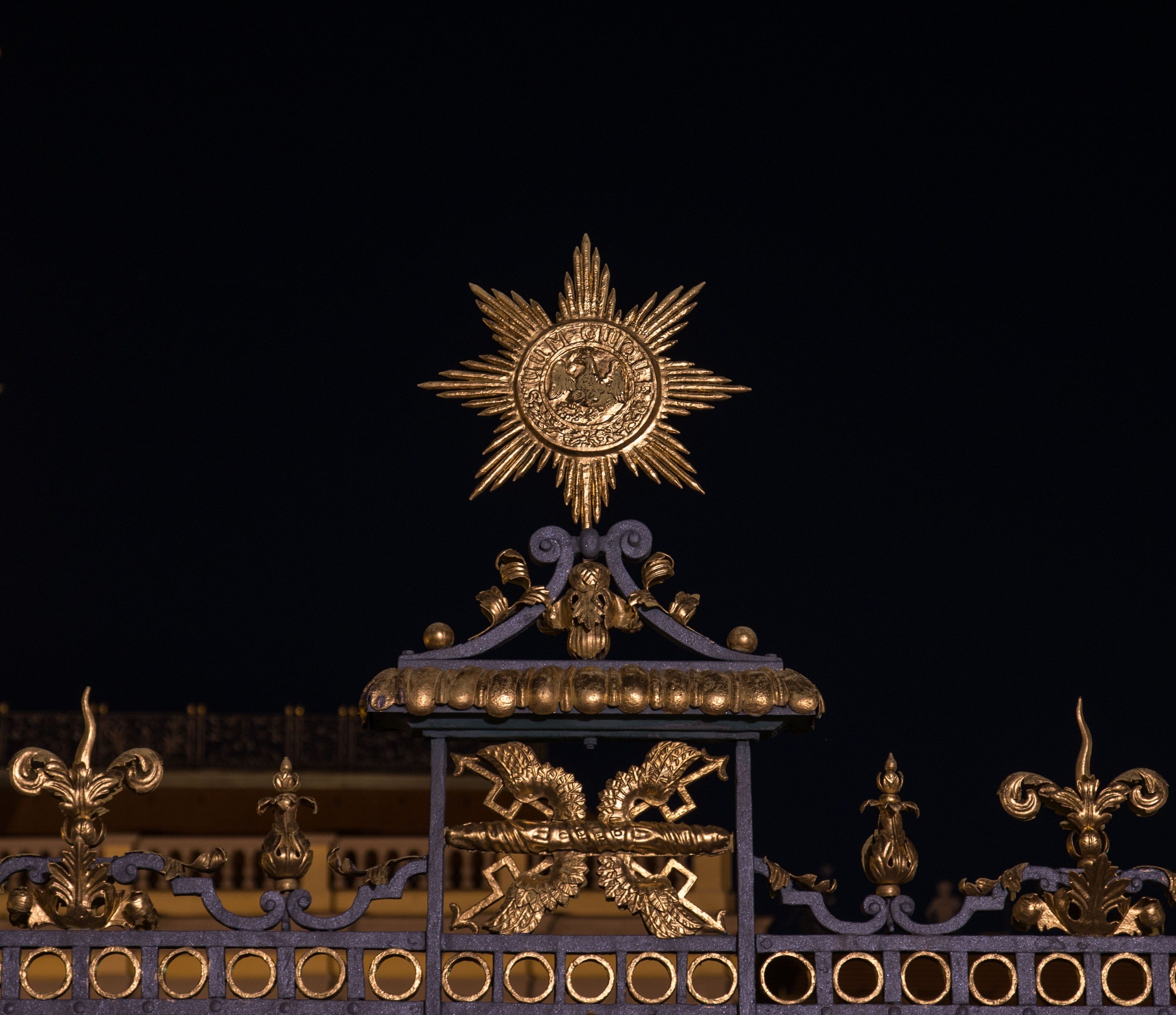 night, metal, black background, art, star, wrought iron, history, no people, building, 2K, prussia, ornaments, iron, design, art forging, belief, built structure, HD Wallpaper