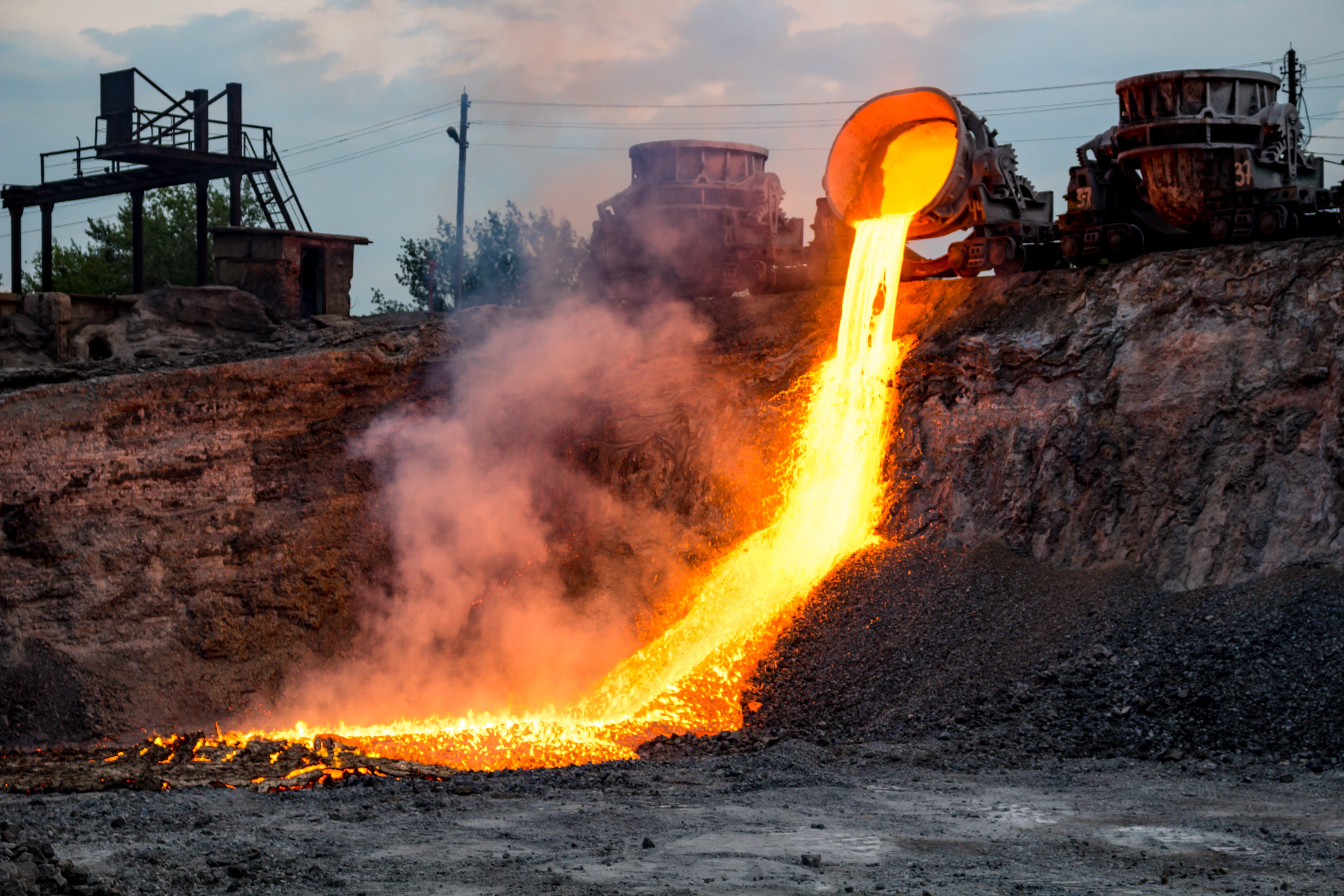 cast iron, slag, industrial equipment, photography, outdoors, fire, sign, destruction, flaming, sulfur, lava, no people, fever, drain, jet, staleliteynaya, HD Wallpaper