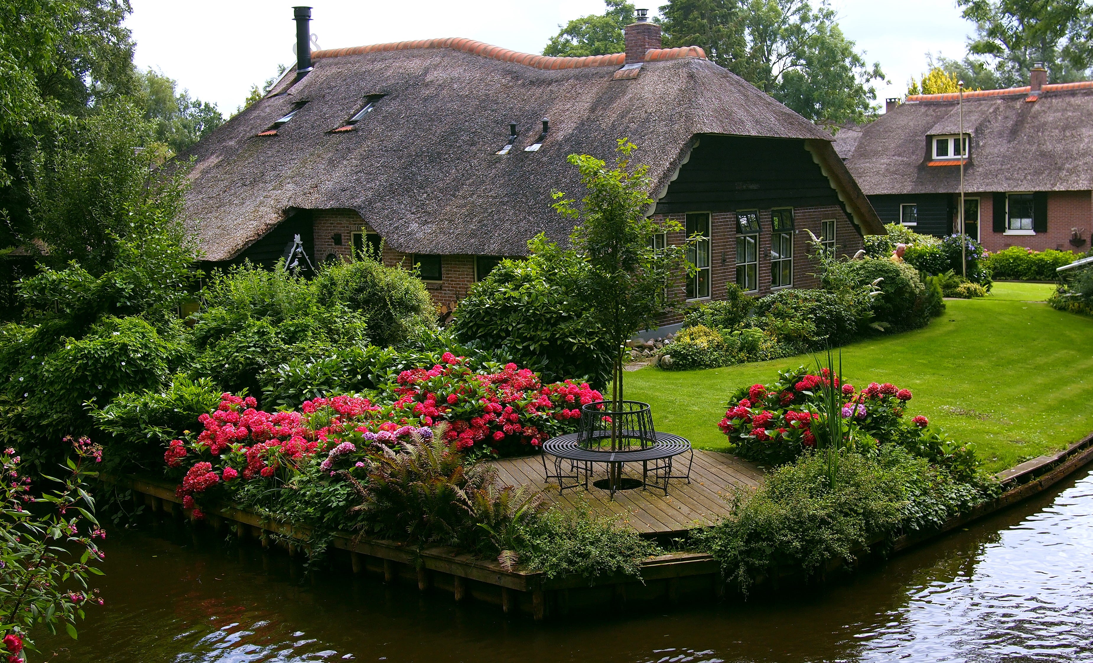 tree, building, green, village, flower, cosy, old, nature, countryside, architecture, beauty in nature, outdoors, building exterior, shire, built structure, HD Wallpaper