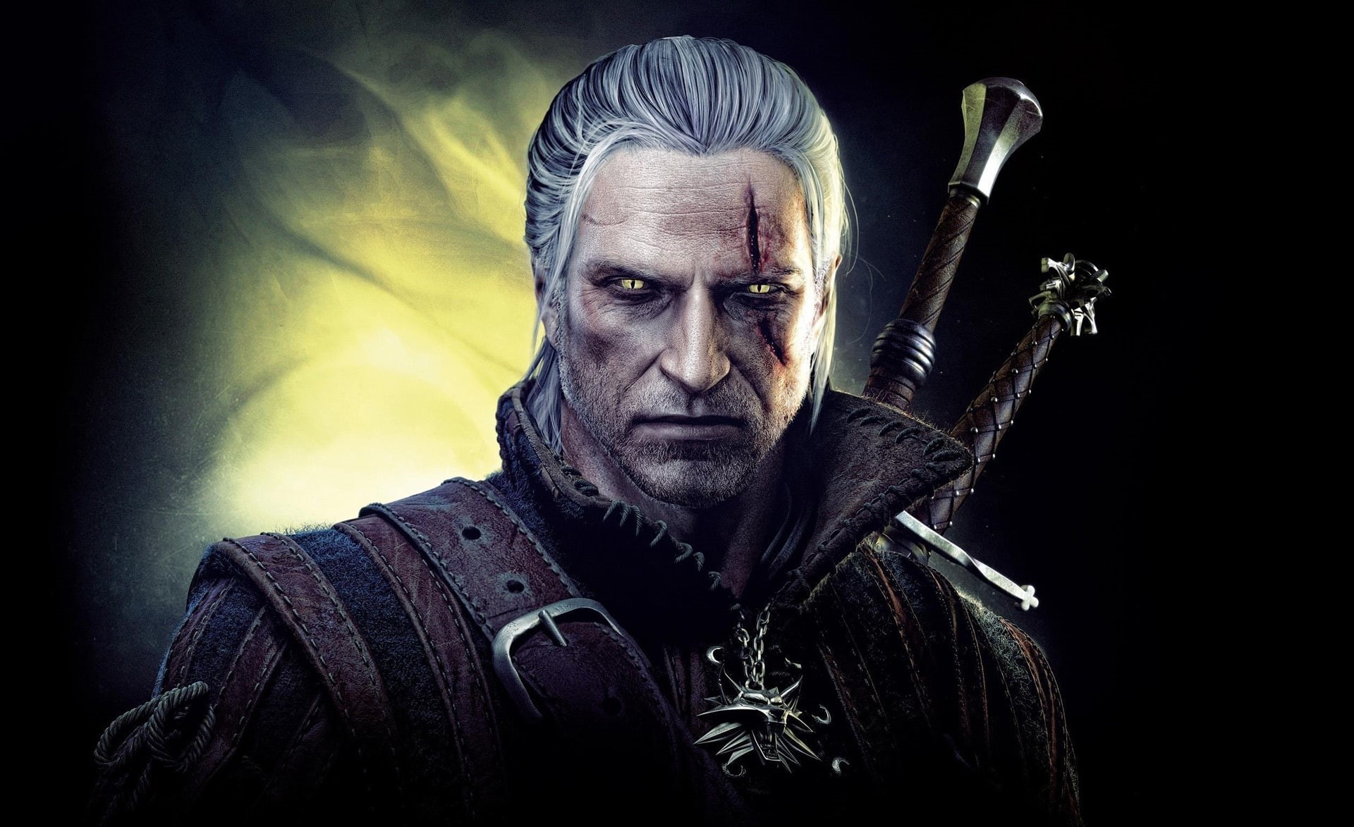 1080P, character, Witcher, Assassins, looking at camera, negative emotion, portrait, men, serious, Games, beard, aggression, mature adult, The Witcher, HD Wallpaper