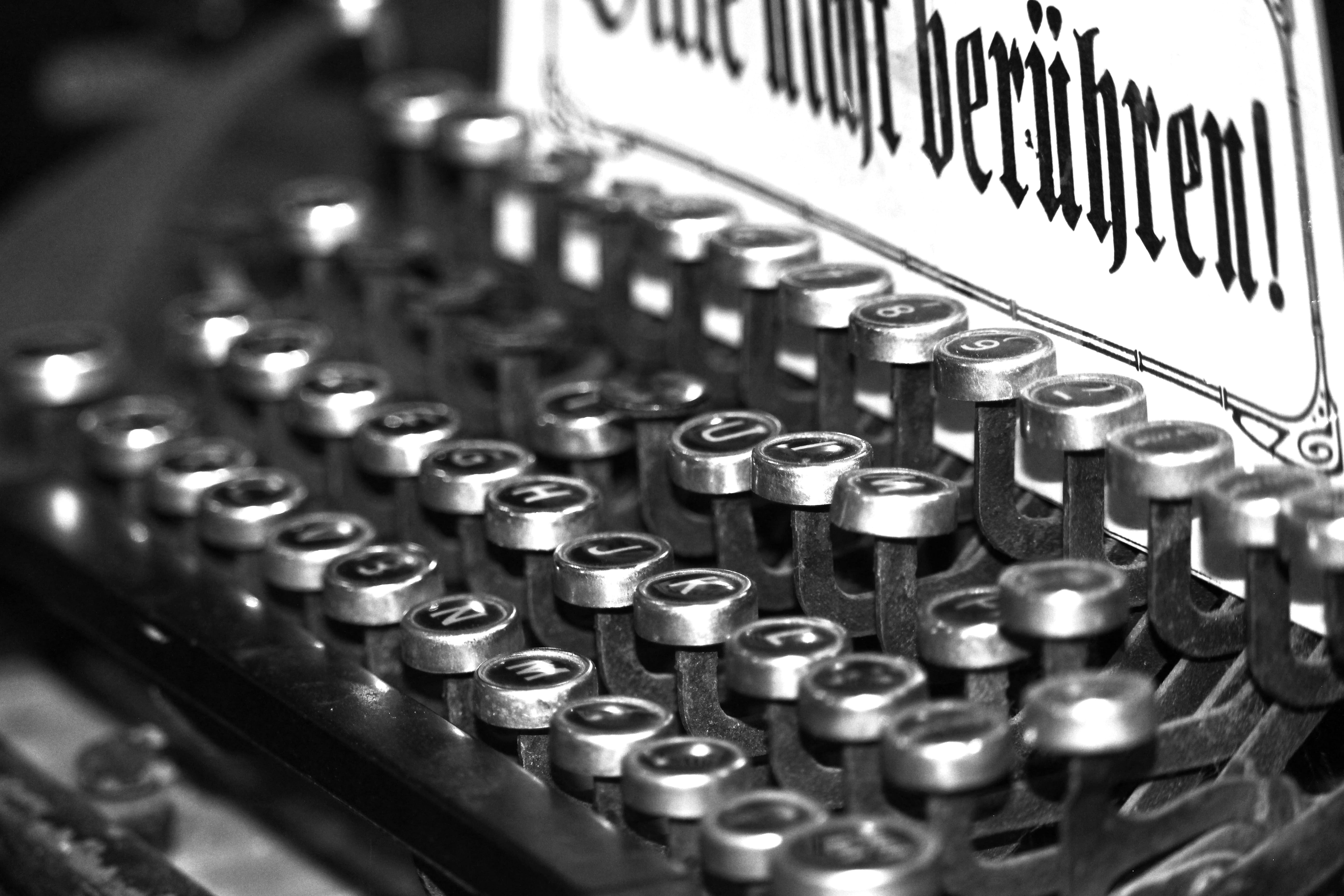 focus on foreground, 5K, no people, selective focus, arts culture and entertainment, letters, still life, communication, office, indoors, library, old typewriter, HD Wallpaper