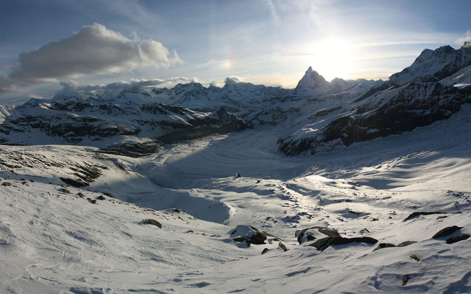 nature, block, covered, mountain, winter, fault, sunny, day, snow, 1080P, mountains, 1920x1200, HD Wallpaper