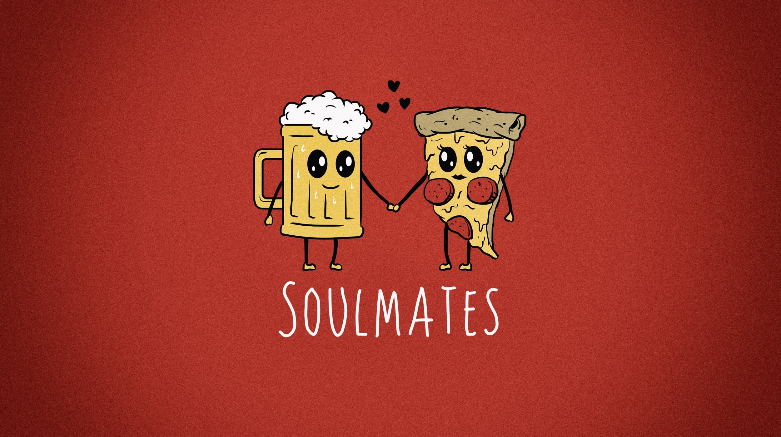 Art, Minimalism, 1080P, Figure, Beer and Pizza, Pizza, by Vincent Trinidad, Vincent Trinidad, Beer and Pizza soulmates forever and ever, by Vincenttrinidad, HD Wallpaper