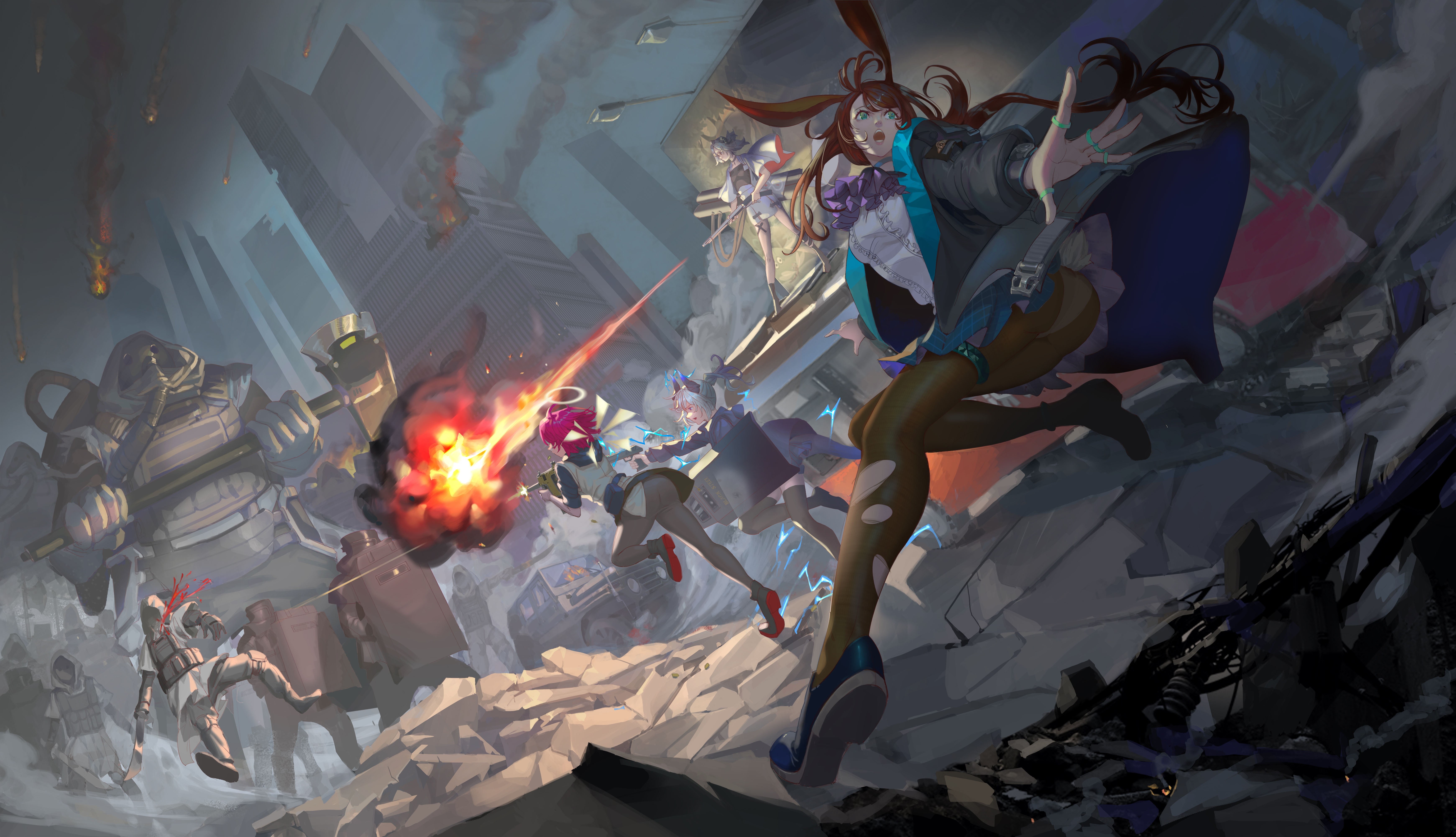 Amiya (Arknights), Exusiai (Arknights), Eewing, Ifrit(Arknights), Arknights, Liskarm(Arknights), 5K, HD Wallpaper