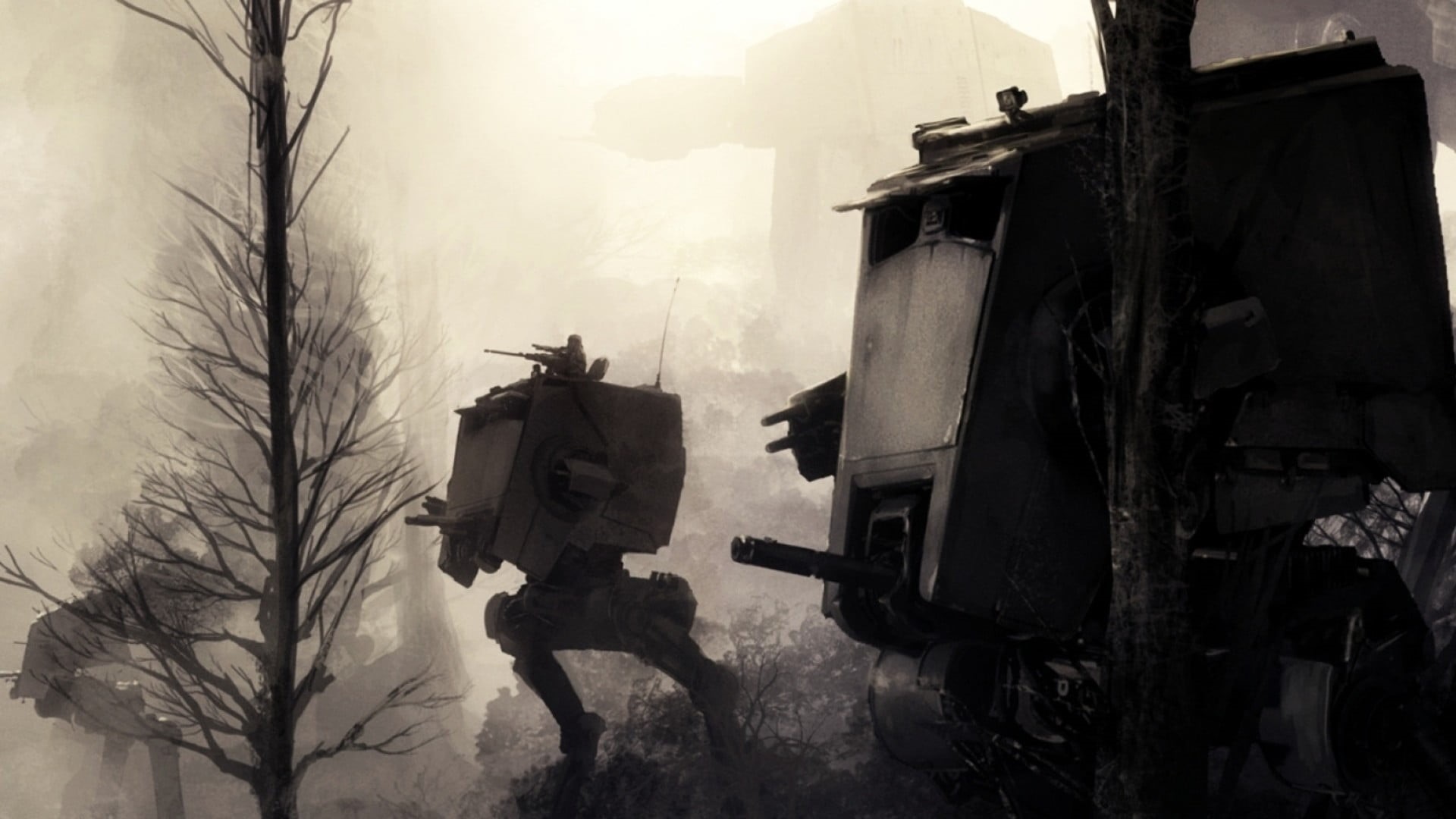 game, plant, 1080P, fog, land, nature, screenshot, day, field, architecture, transportation, firefighter, science fiction, old, rear view, Star Wars, still, HD Wallpaper