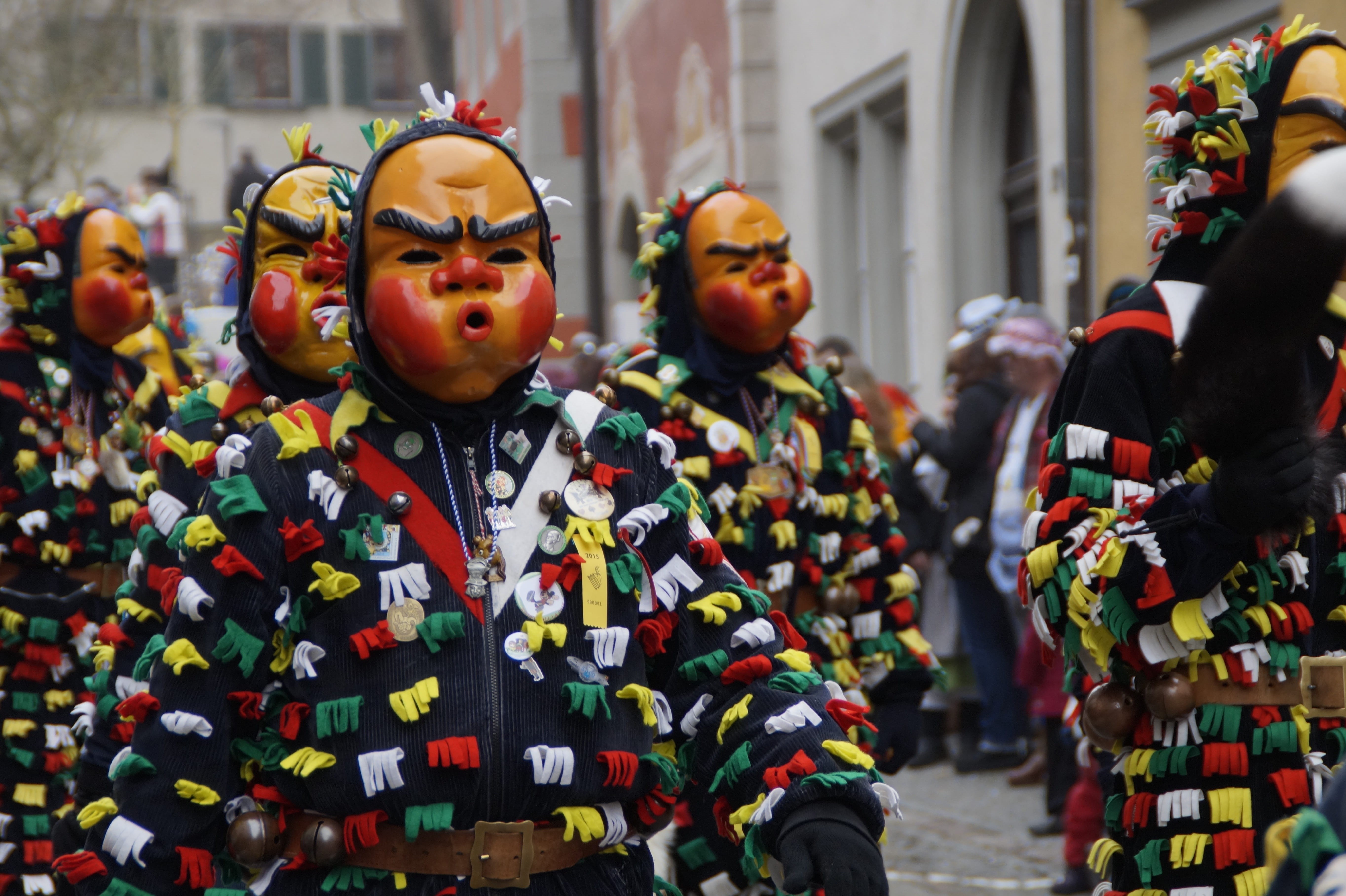 move, tradition, fasnet, street, focus on foreground, wooden mask, architecture, Fools, city, figure, custom, costume, Jump, masquerade, strassenfasnet, HD Wallpaper