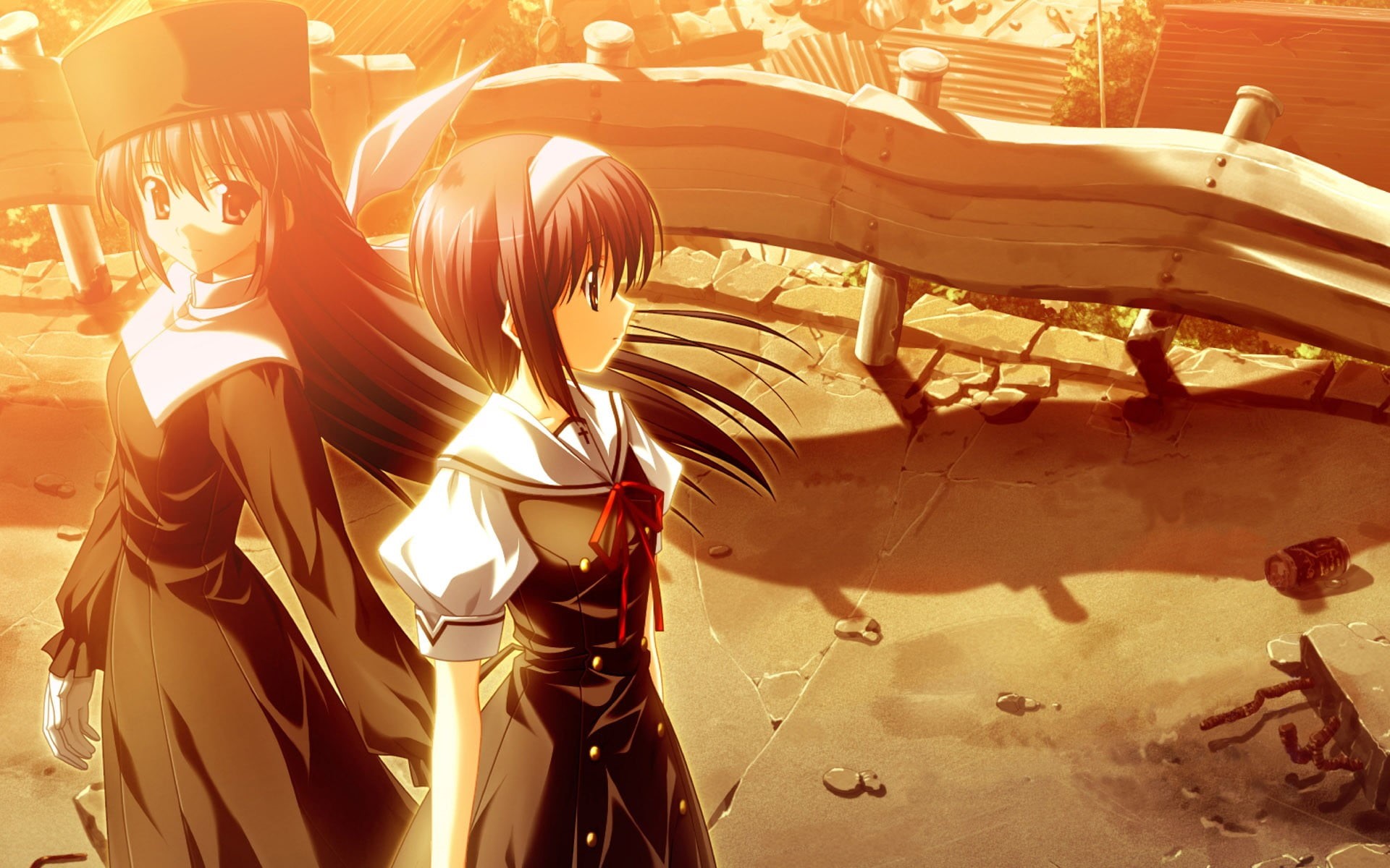 shadow, girl, no people, close-up, nature, sunny, illustration, illuminated, pattern, female, outdoors, art and craft, school, anime girls, 1080P, full frame, HD Wallpaper