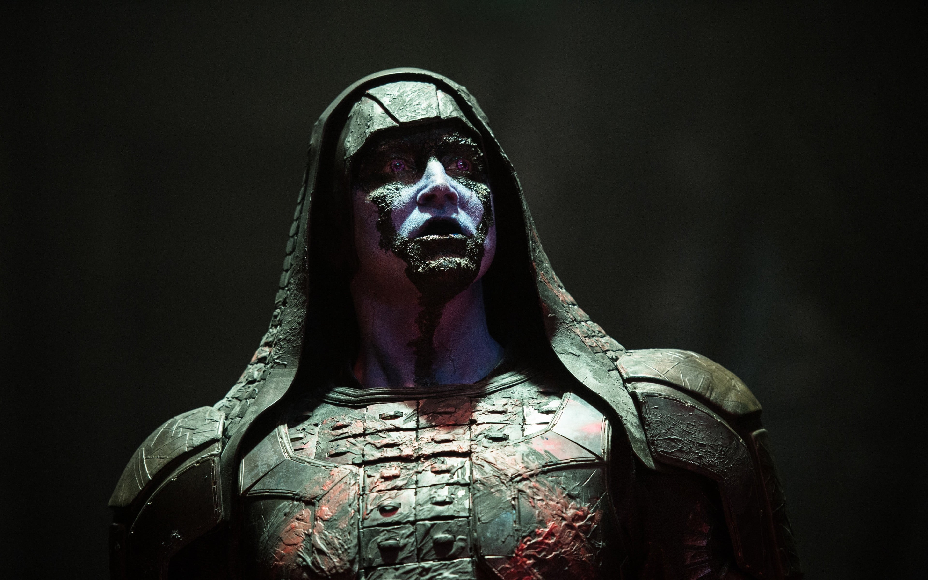 Guardians of the Galaxy, body adornment, Ronan, human bone, human skeleton, evil, human body part, dark, 4K, indoors, black background, monster - fictional character, HD Wallpaper