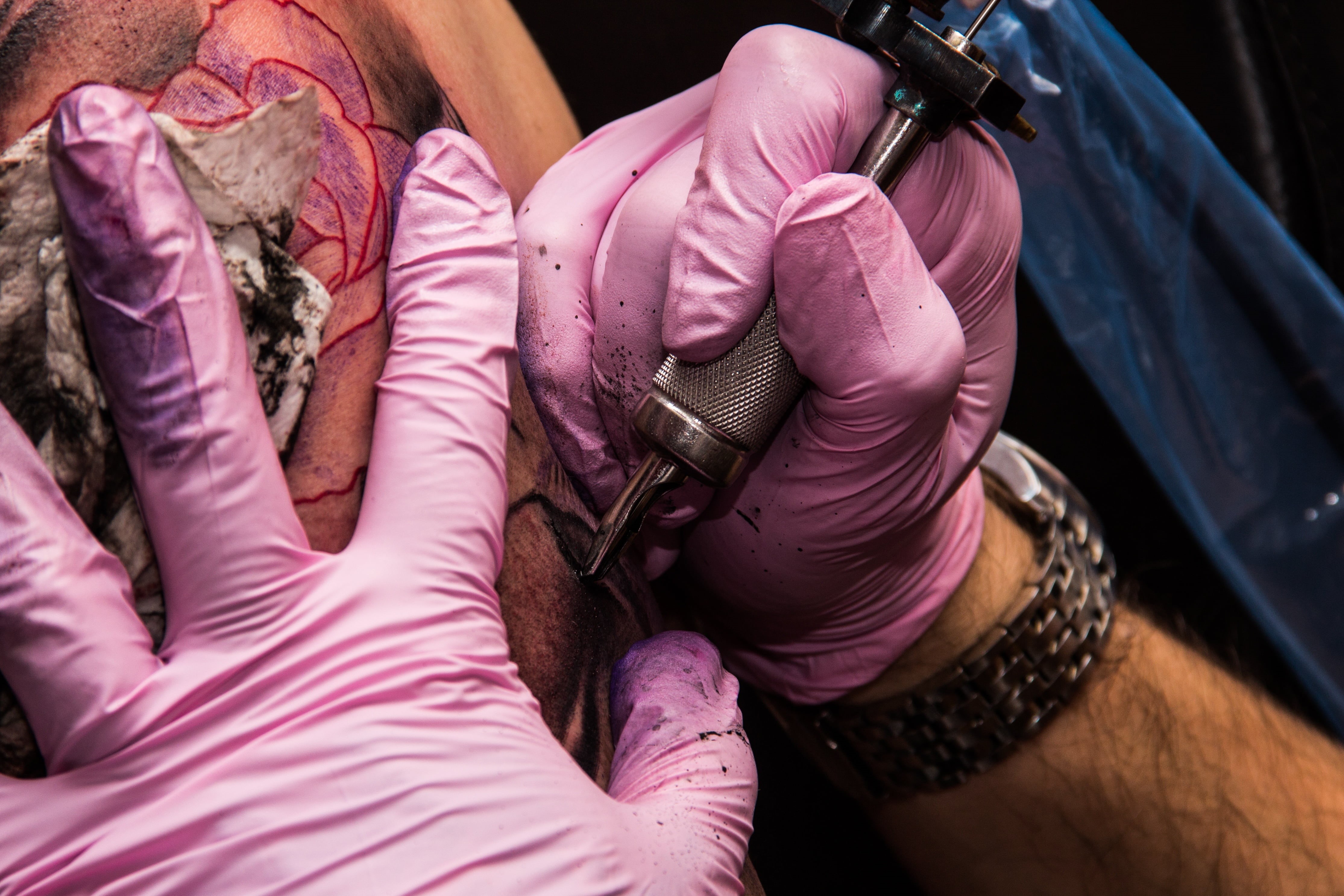 man, human limb, healthcare and medicine, shoulder, occupation, working, security, 4K, body adornment, tattoo, tattooing, women, surgical glove, protection, HD Wallpaper