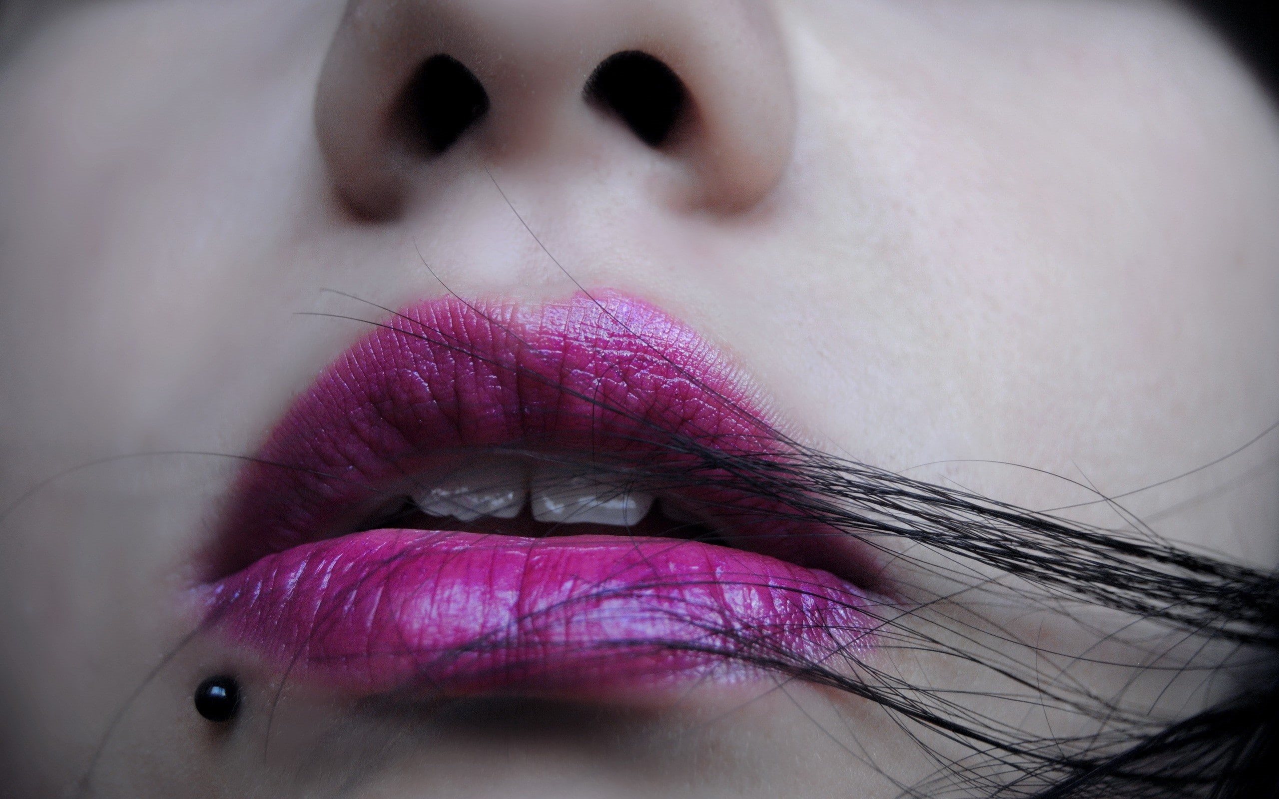 model, lipstick, 2K, lips, closeup, women, face, piercing, HD Wallpaper