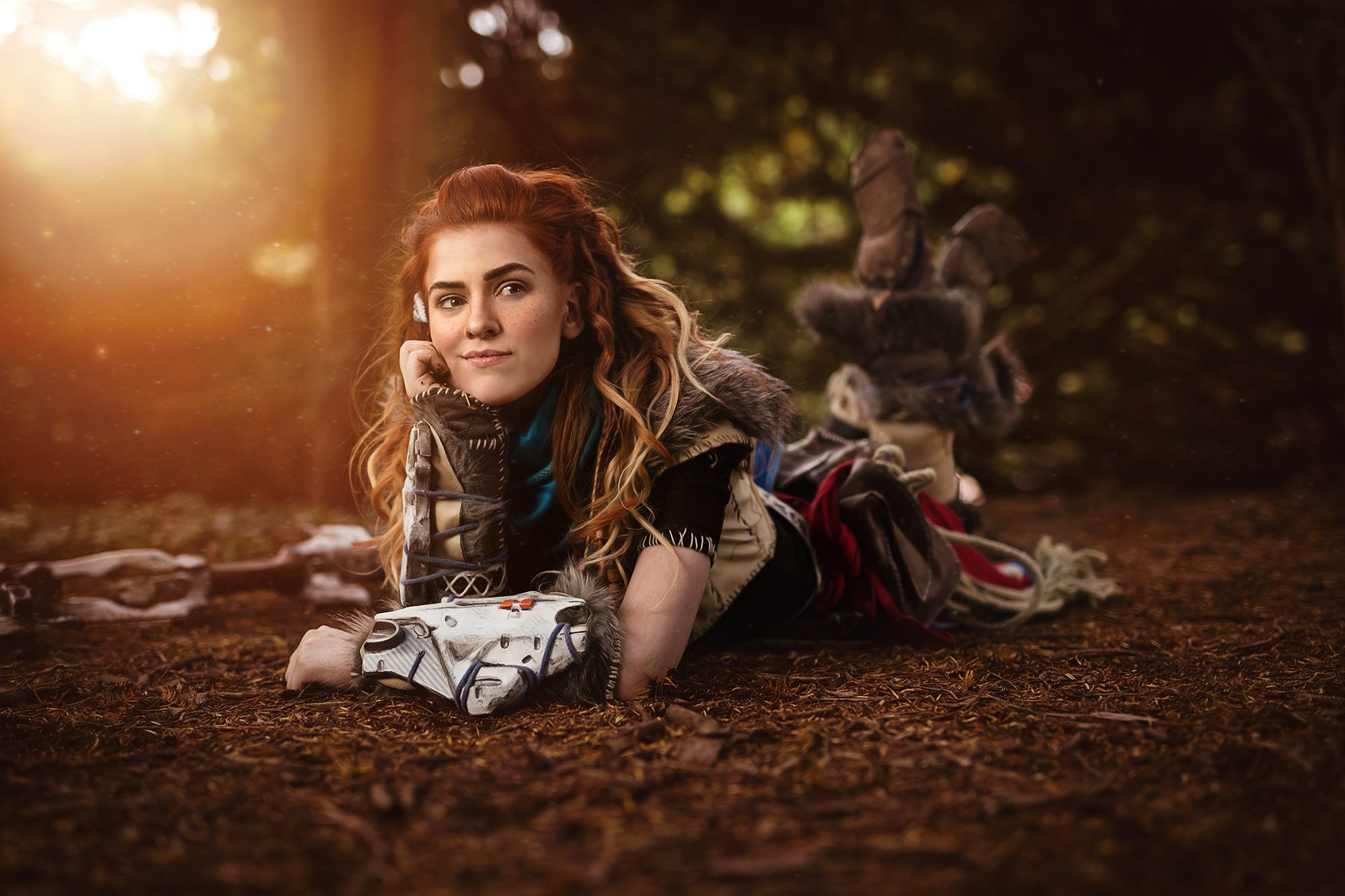 fantasy girl, 500px, beautiful woman, brown hair, young women, adult, long hair, 1080P, outdoors, teenager, Aloy (Horizon: Zero Dawn), cosplay, young adult, HD Wallpaper