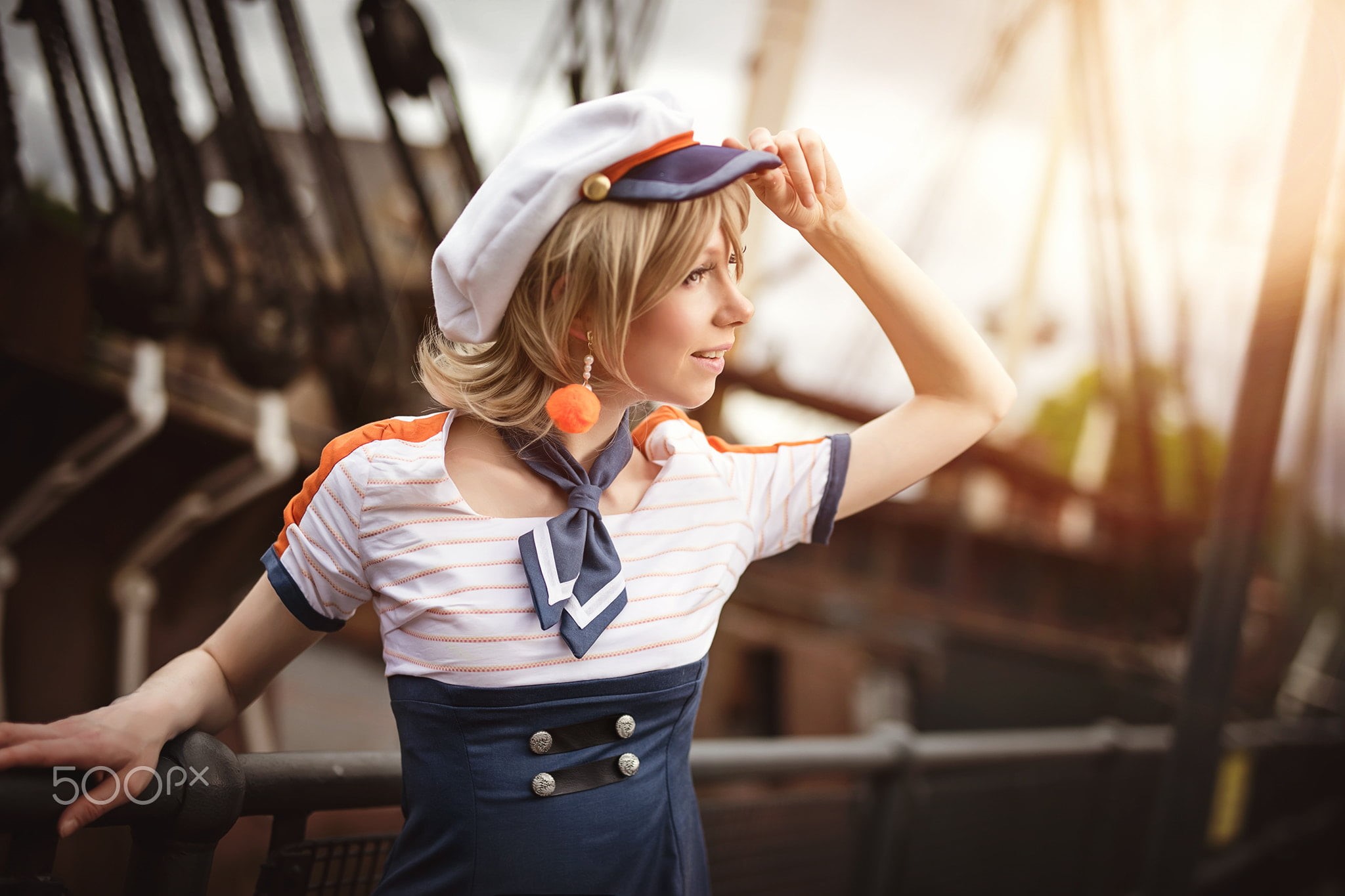 500px, sailor, focus on foreground, girls, women, day, three quarter length, leisure activity, uniform, standing, casual clothing, lifestyles, 1080P, innocence, HD Wallpaper