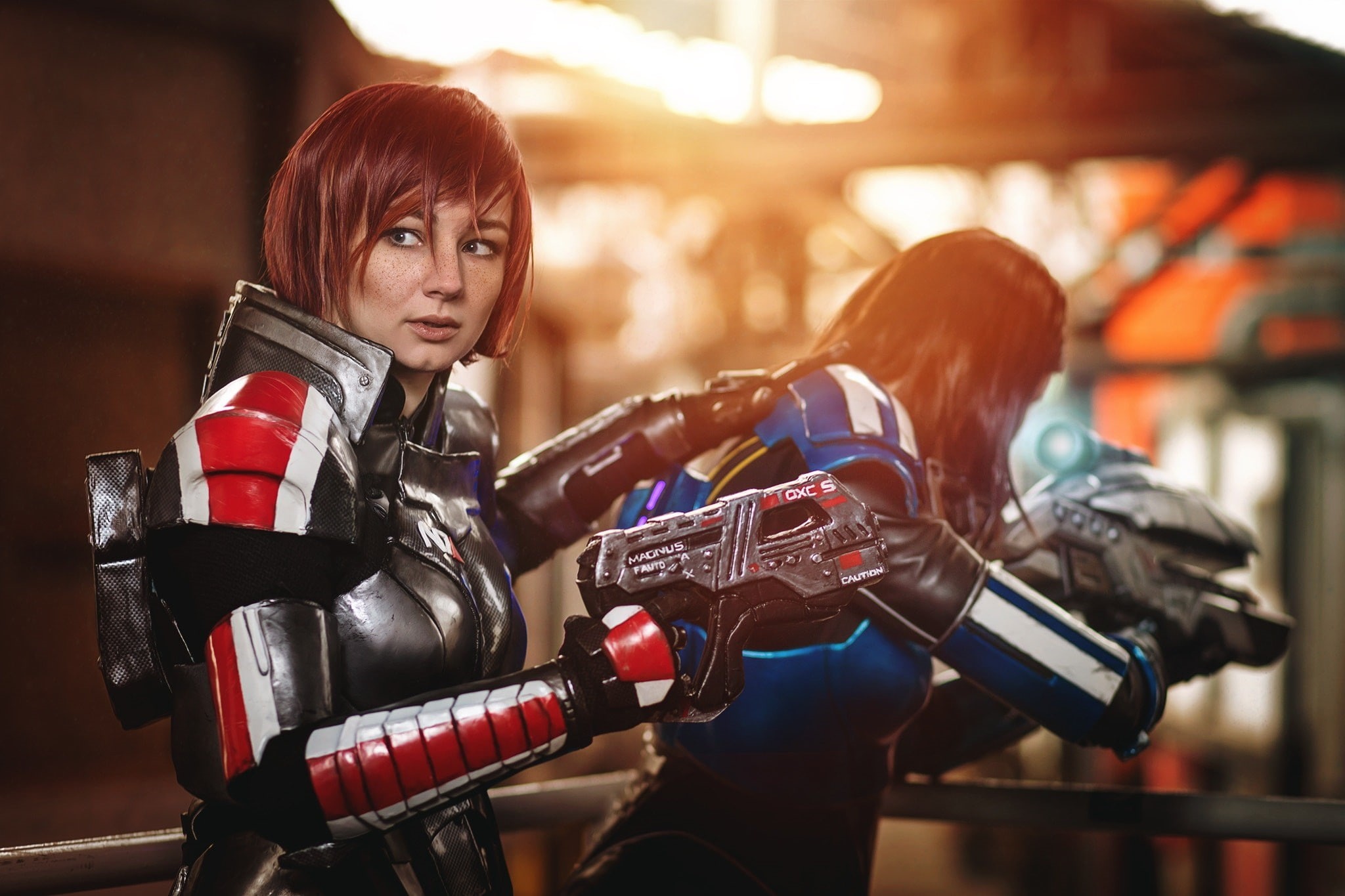beautiful woman, model, 500px, cosplay, young adult, 1080P, redhead, portrait, video games, lifestyles, holding, Kieran Kerrigan, three quarter length, HD Wallpaper
