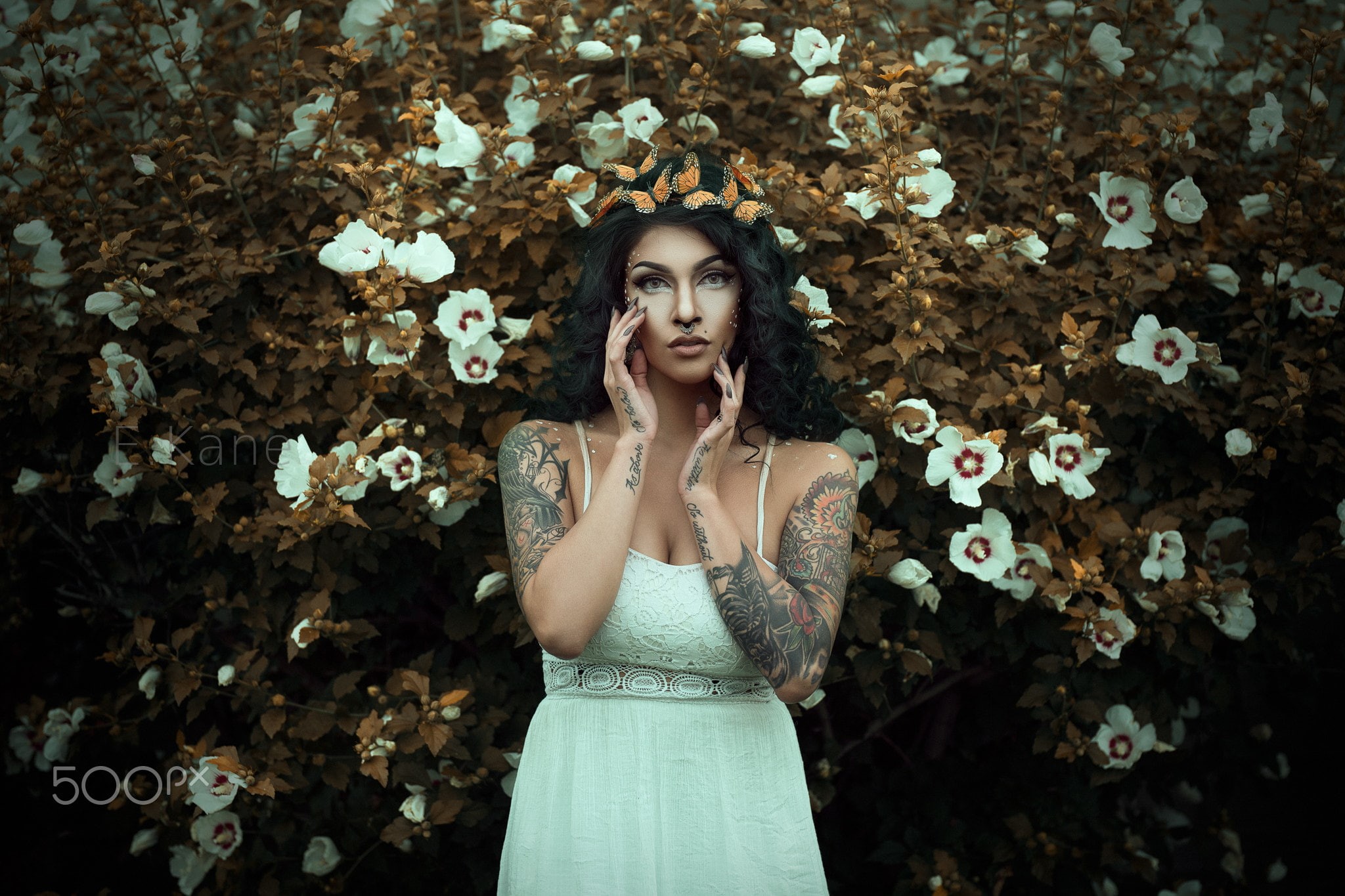 adult, women, fashion, plant, flowers, women outdoors, 500px, Evan Kane, one person, front view, 1080P, standing, young adult, beauty, hairstyle, beautiful woman, HD Wallpaper
