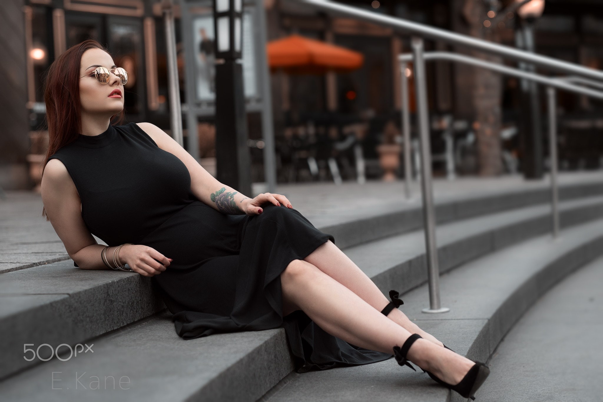 1080P, Evan Kane, photography, women, black dress, women with glasses, model, HD Wallpaper