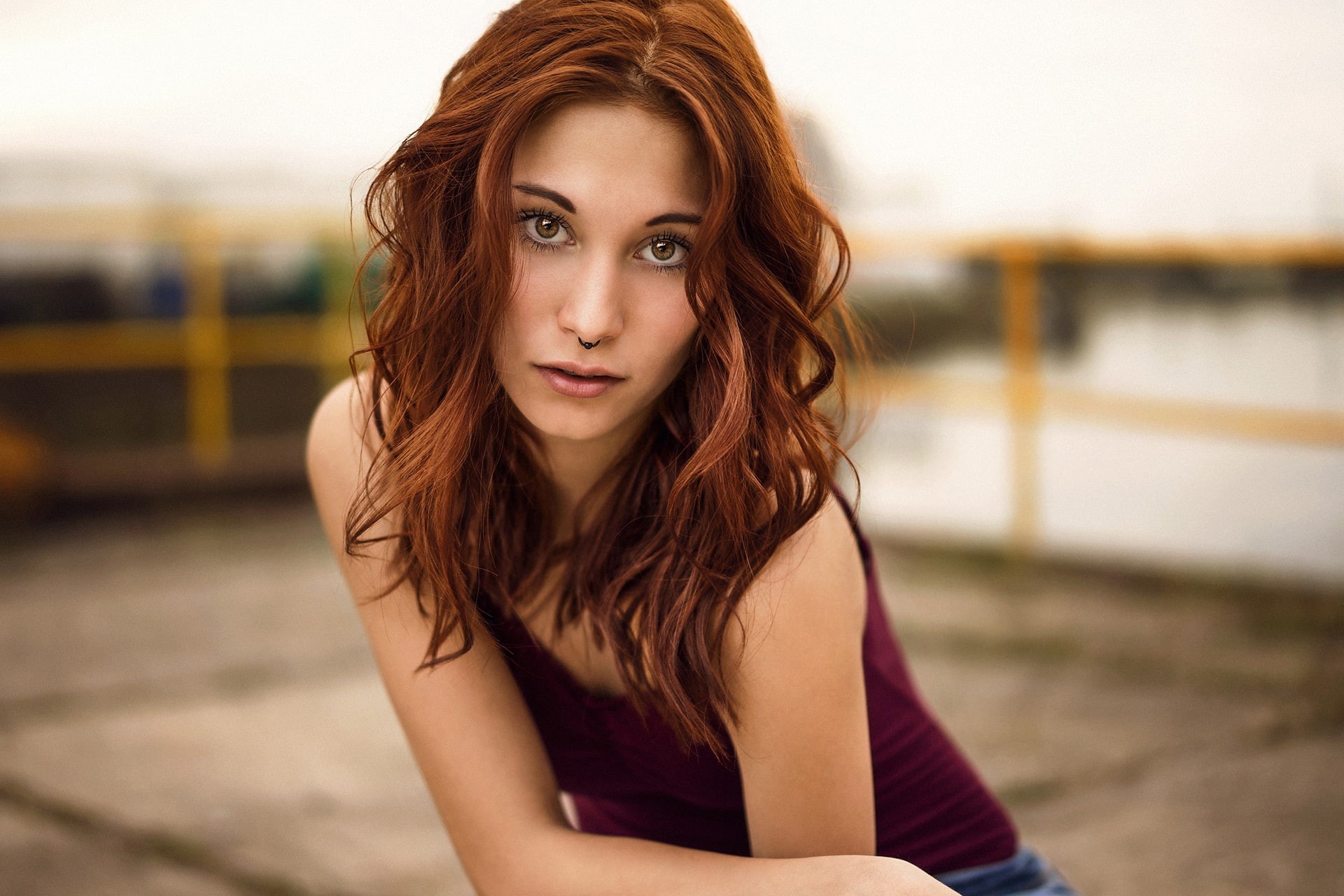 adult, beautiful people, fashion, tattoo, long hair, hair, beautiful woman, one person, Victoria Ryzhevolosaya, looking at camera, focus on foreground, HD Wallpaper