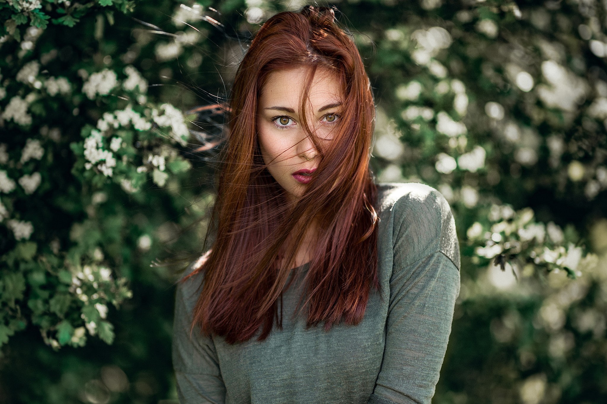 adult, day, redhead, long hair, women, hair, Victoria Ryzhevolosaya, hairstyle, one person, 1080P, young adult, portrait, waist up, contemplation, focus on foreground, HD Wallpaper