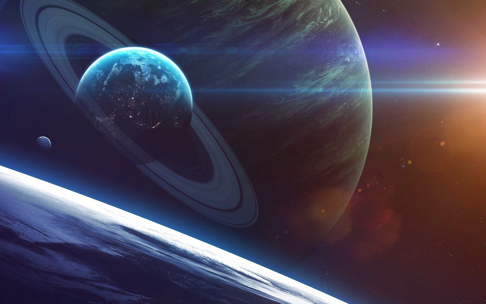 planet, 1080P, Vadim Sadovski, space, digital art, space art, planetary rings, HD Wallpaper