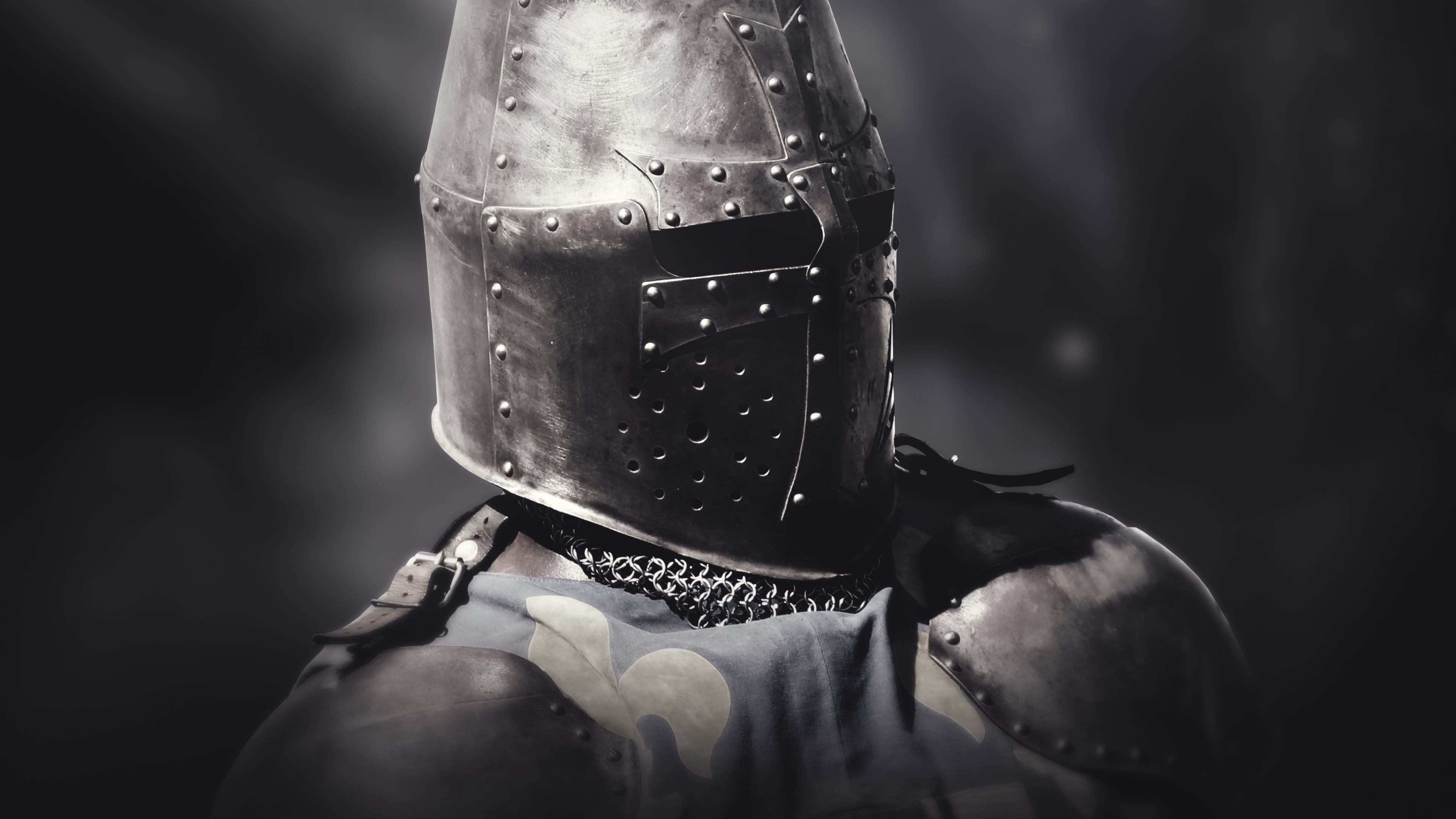 violence, metal, military, antique, selective focus, one person, gun, fighter, indoors, courage, man, sign, soldier, helm, knight, battle, black background, HD Wallpaper