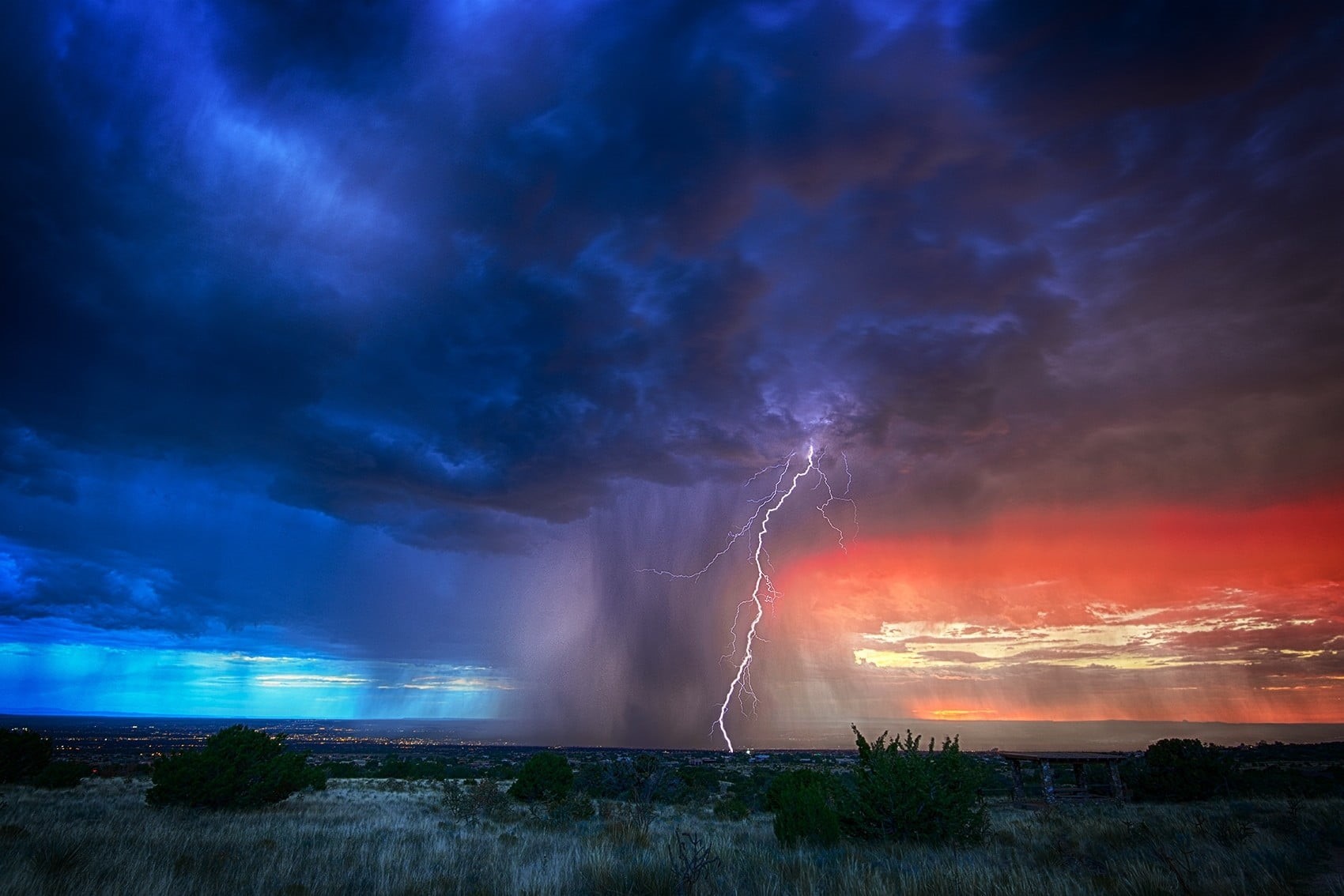 forked lightning, power, beauty in nature, sky, dramatic sky, night, 720P, ominous, clouds, power in nature, communication, accidents and disasters, lightning, HD Wallpaper