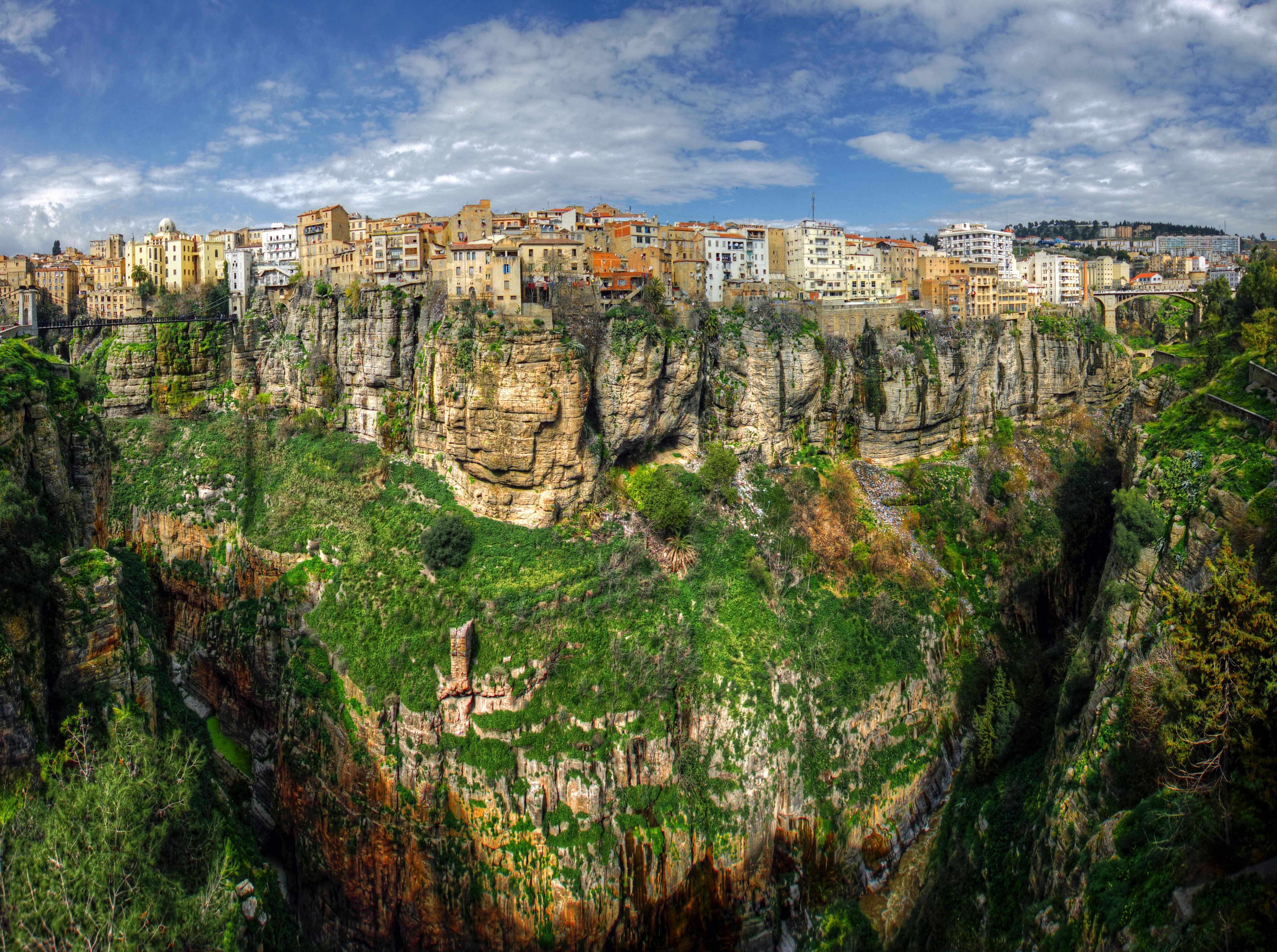 Africa, building exterior, building, Auto, cityscape, archaeology, sky, day, Town, Lens, panorama, algeria, Historic, Super, Cliff, architecture, the past, HD Wallpaper
