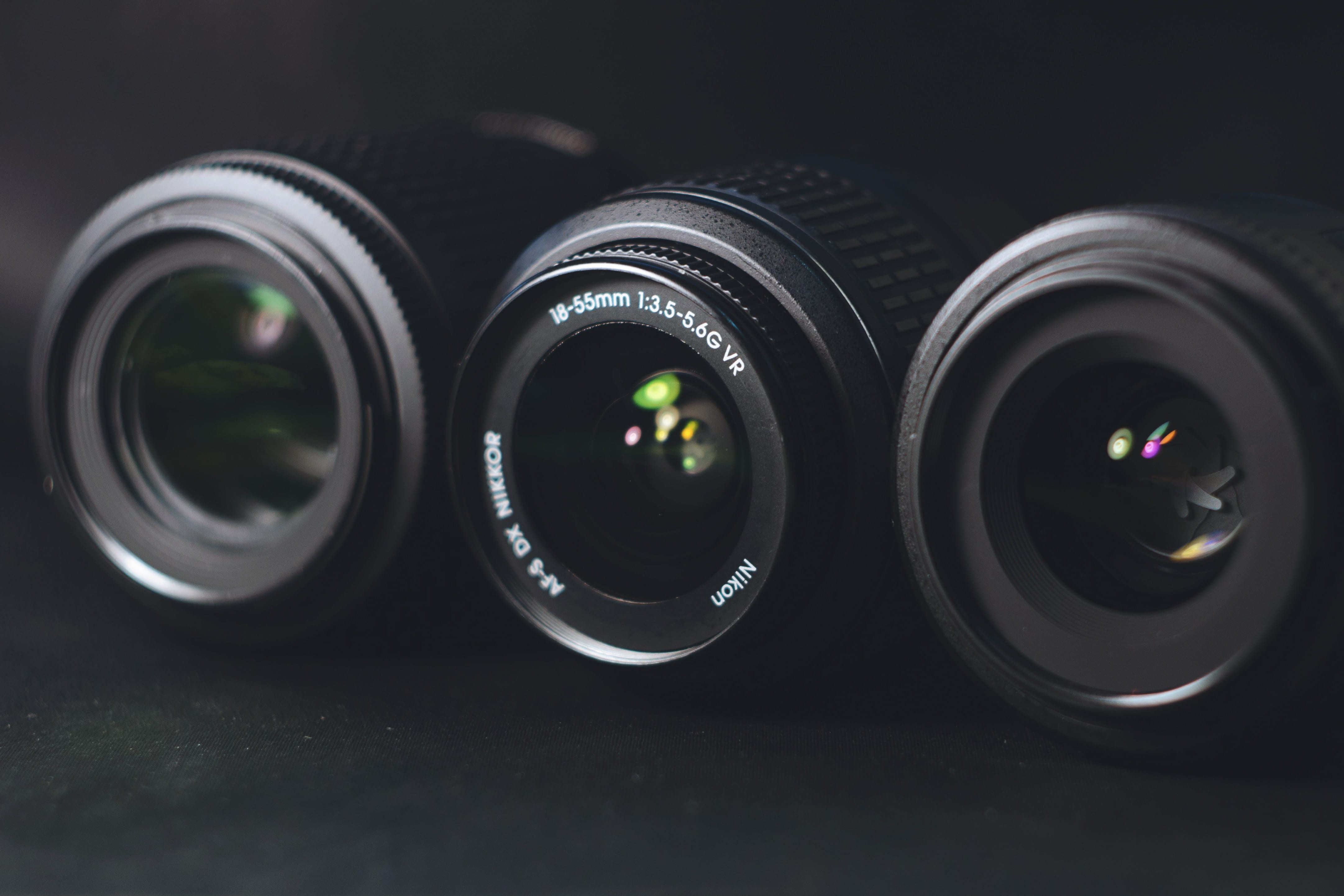 optical Instrument, medium group of objects, outdoors, lenses, technology, close-up, black background, reflection, day, camera, Closeup, lens - Optical Instrument, HD Wallpaper