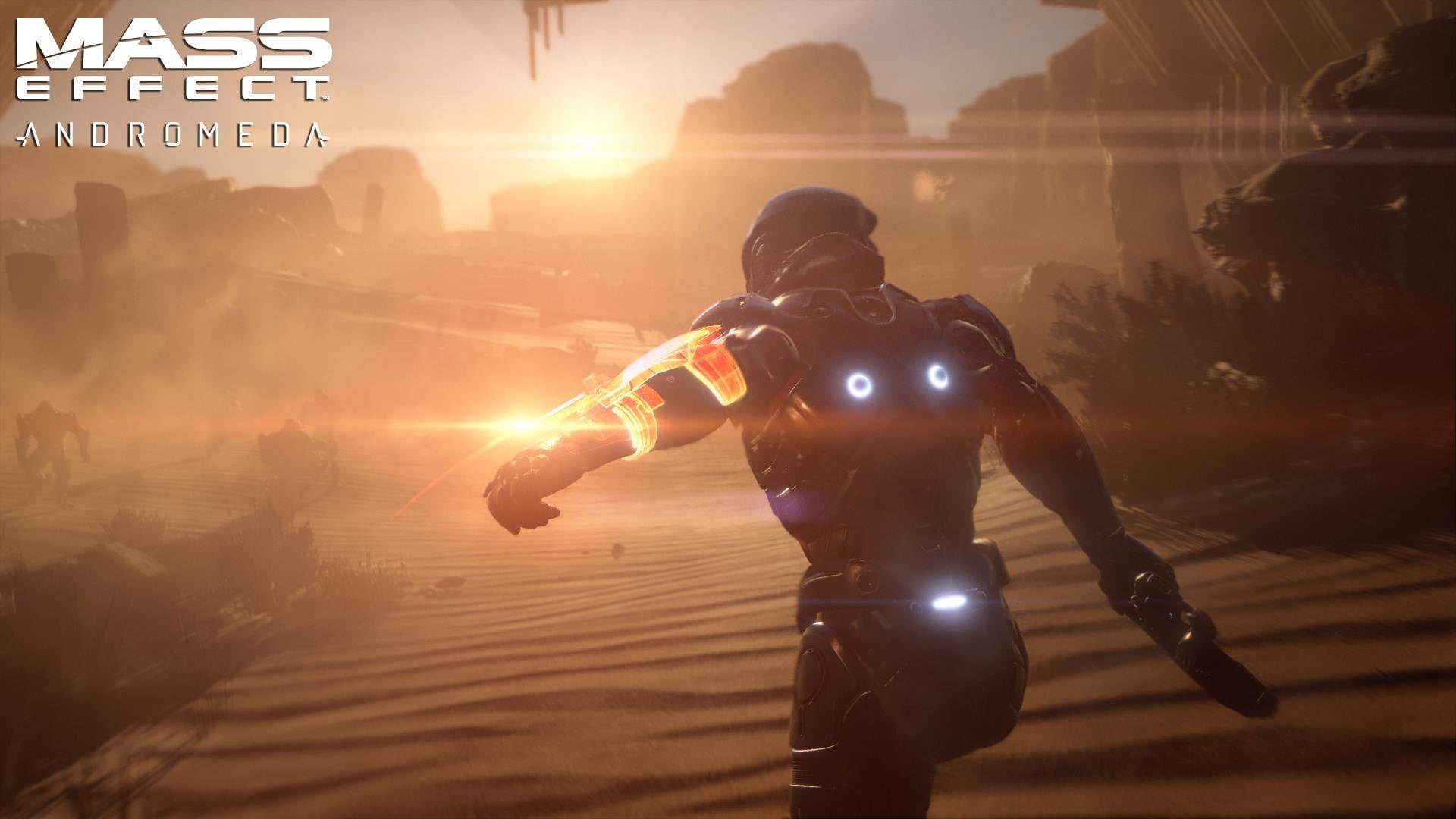 holding, 1080P, security, government, gun, Mass Effect 4, men, sun, weapon, nature, sunlight, sign, military, protection, Mass Effect: Andromeda, safety, HD Wallpaper