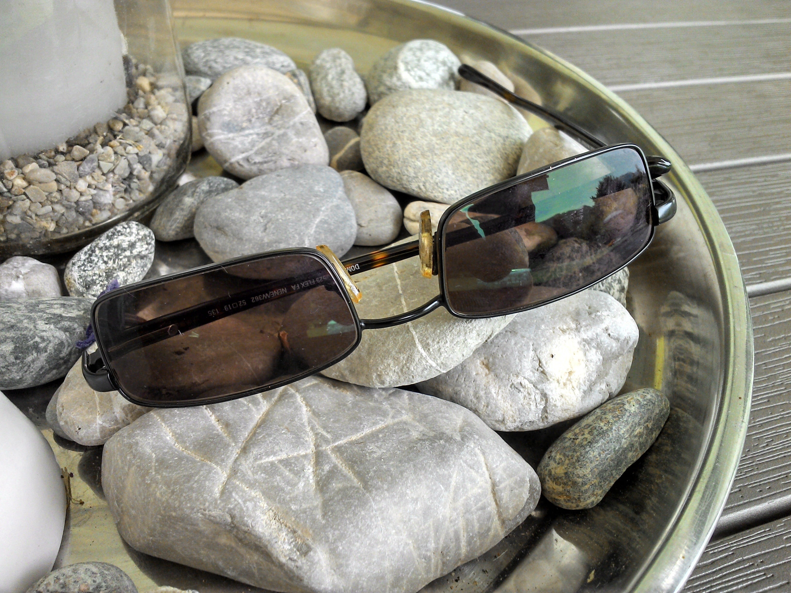 holiday, glasses, large group of objects, ultraviolet radiation, table, stone, rock - object, reflections, Sun Protection, close-up, solid, day, indoors, HD Wallpaper