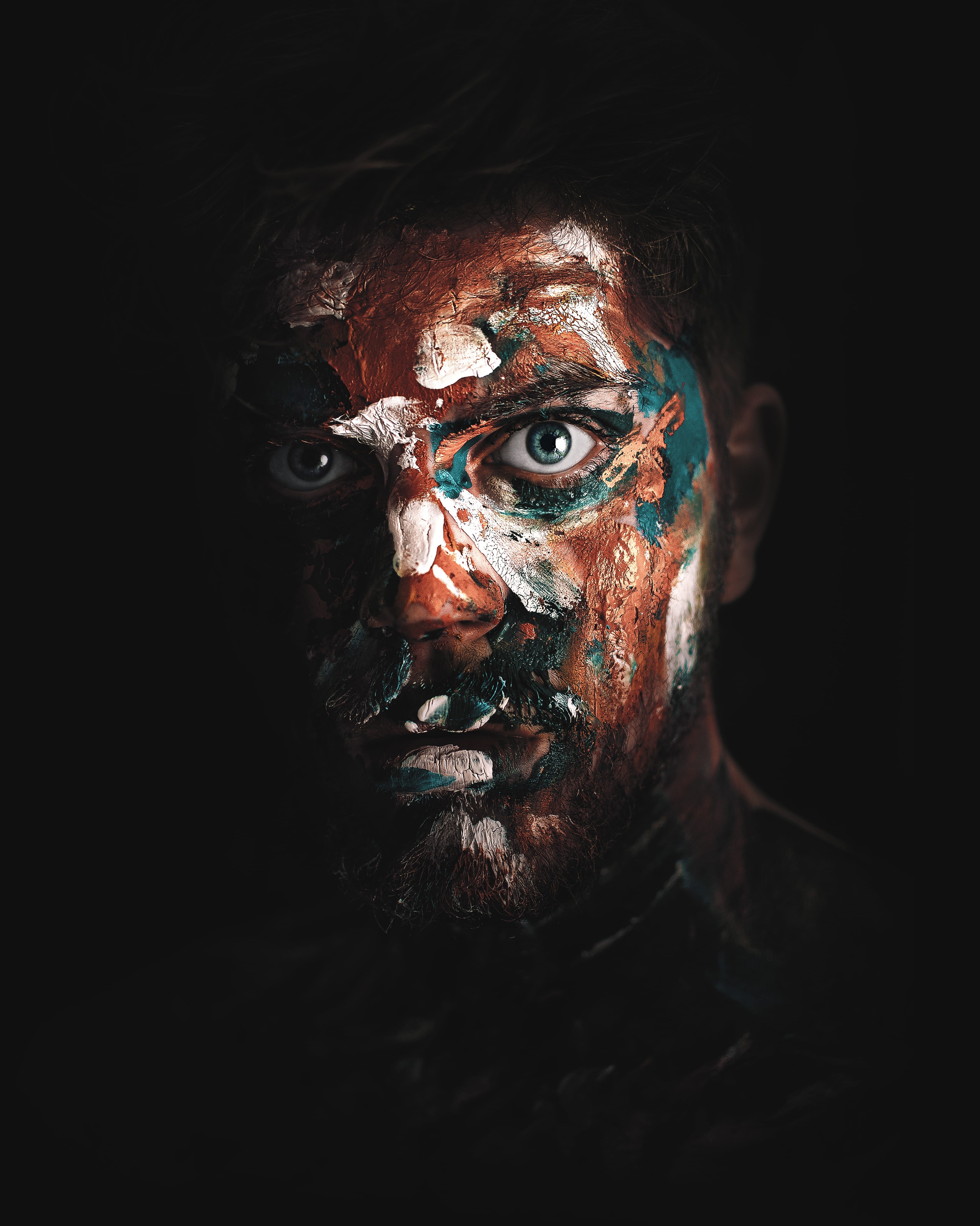 fashion, floral, contraste, fear, paint, copy space, celebration, color, men, model, style, body part, make-up, eye, light, artist, one person, sureal, Phone HD Wallpaper