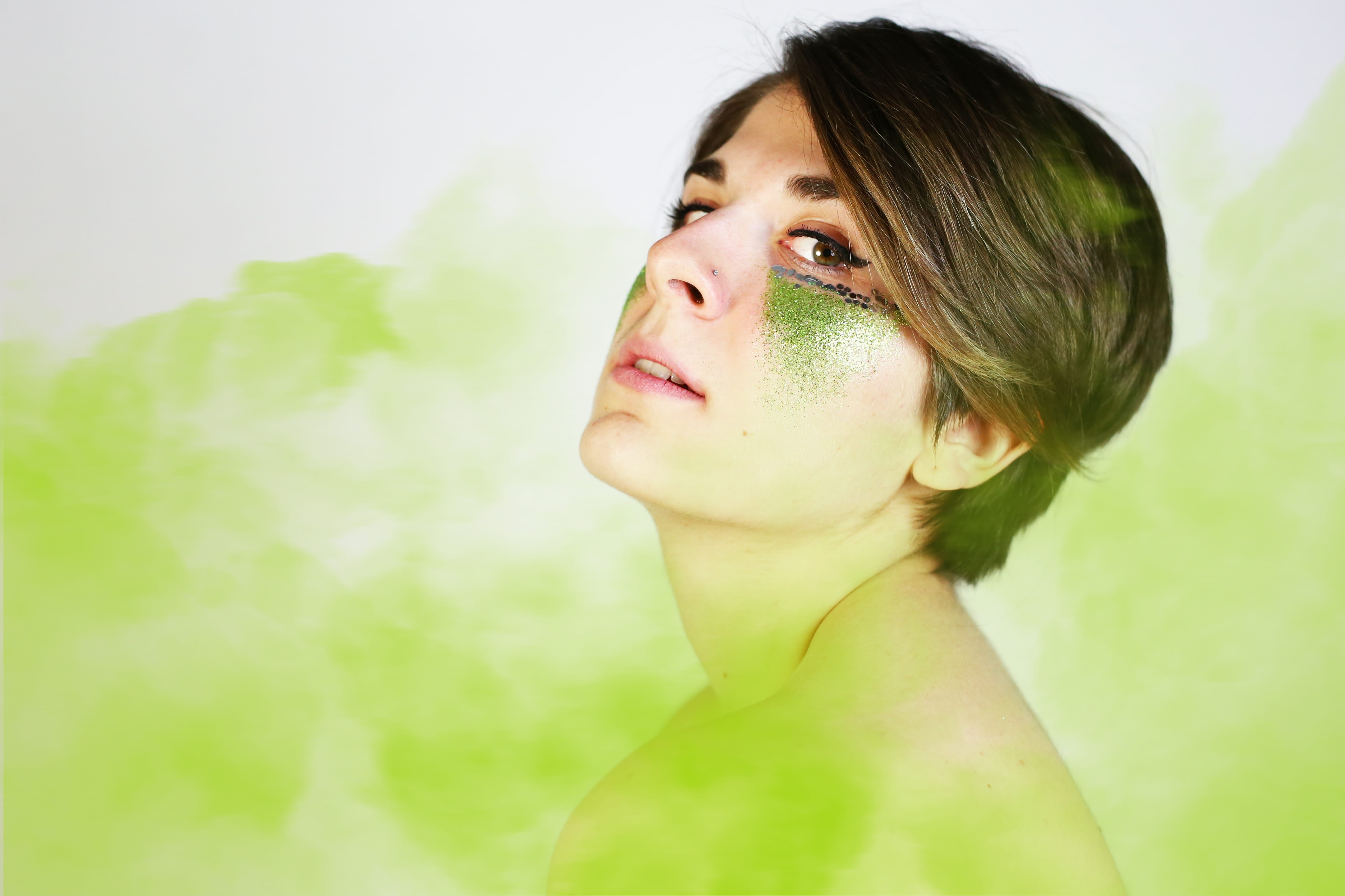 young women, beauty, women, pretty, green color, female, human face, close-up, photoshoot, portrait, indoors, girl, face, 4K, skin, beautiful, one person, HD Wallpaper
