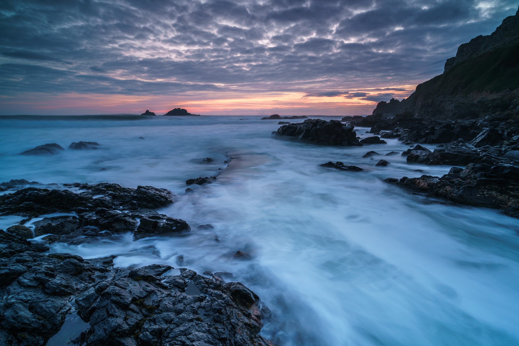 nature, rock, near, sea, water, body, Wall, outdoors, rock formation, sunset, wave, beach, coastline, rock - Object, Cove, landscape, formation, seascape, HD Wallpaper