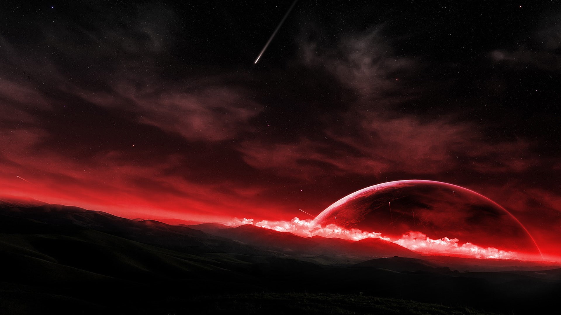 glow, sky, dark, sunset, clear, fractal, clouds, backdrop, night, design, stars, 1080P, weather, cloudy, colorful, black, sunrise, pattern, HD Wallpaper