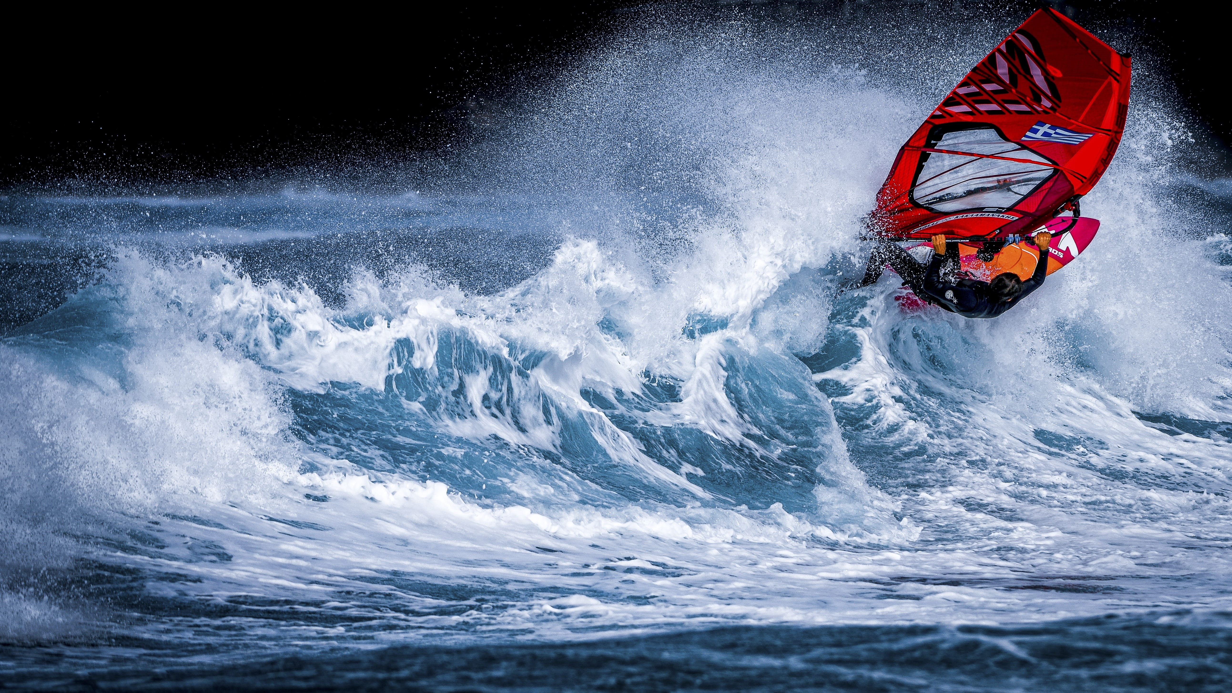 sports, surf, power, exhilaration, windsurfing, outdoors, water, surfing, surfboarding, beauty in nature, speed, power in nature, one person, splash, beach, HD Wallpaper