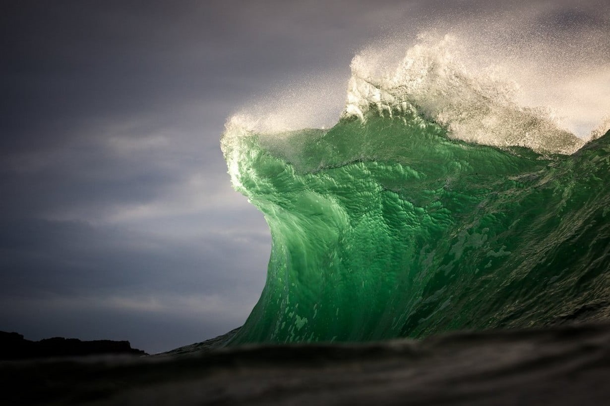daylight, sky, clouds, outdoors, ominous, green color, environment, power in nature, green, beach, motion, wind, sea, body, mountain, wave, water, power, HD Wallpaper