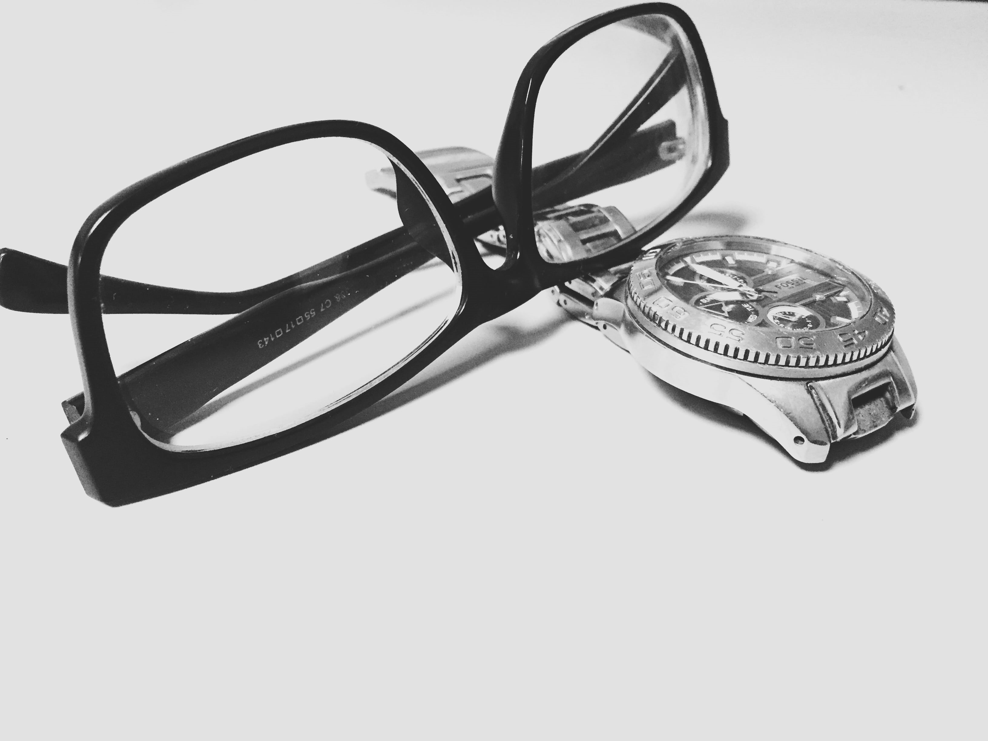 time, high angle view, close-up, copy space, studio shot, black and white, metal, personal accessory, glasses, lens, equipment, reflection, accessory, cut out, HD Wallpaper