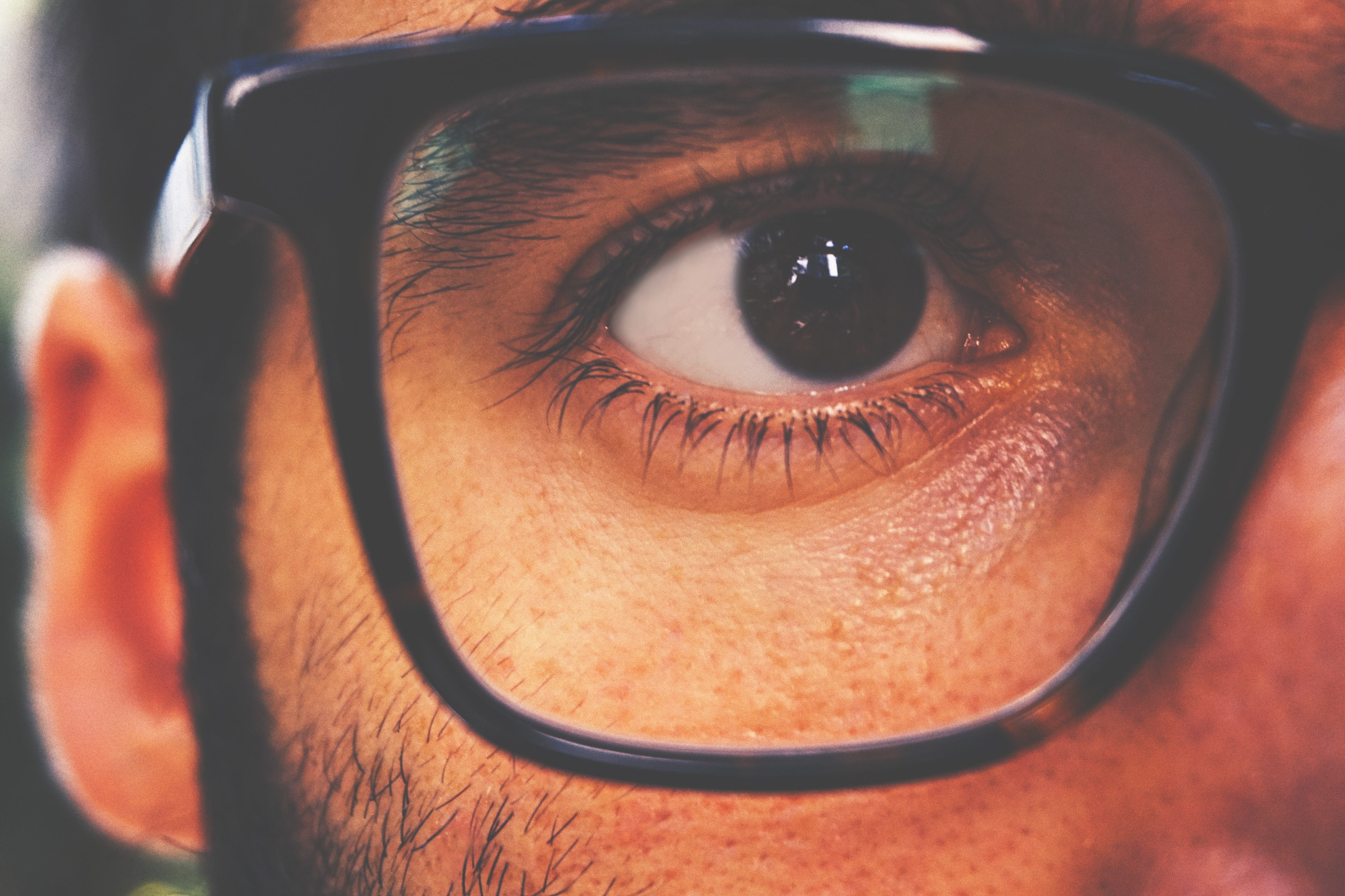 sensory perception, looking at camera, human Face, close-up, man, eyebrow, males, glasses, eyelid, portrait, one Person, extreme close-up, iris - eye, eyeglasses, HD Wallpaper