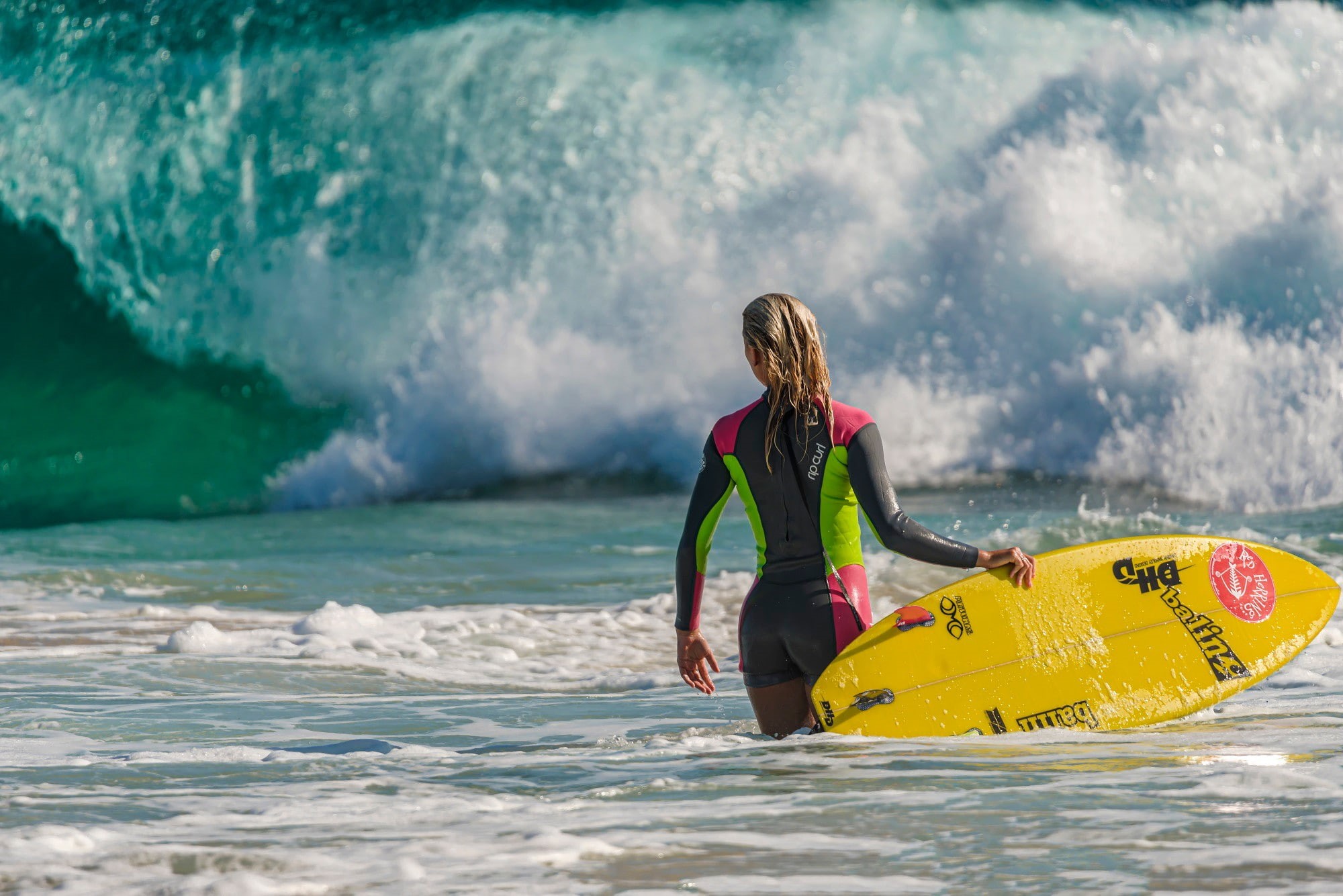 board, 1080P, girl, Surfing, wave board, HD Wallpaper